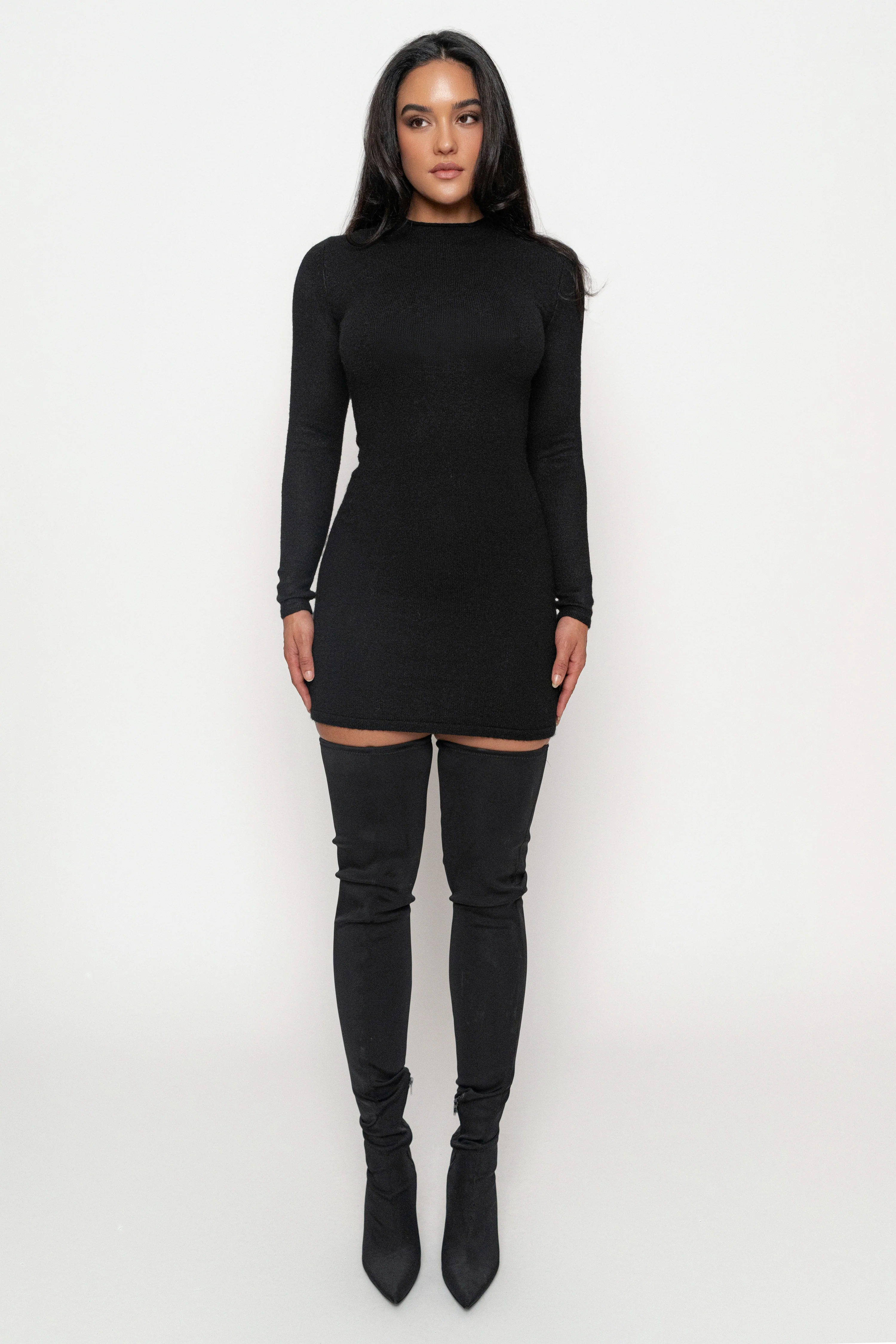 Black Scarf Draped Mini Dress - Image 3