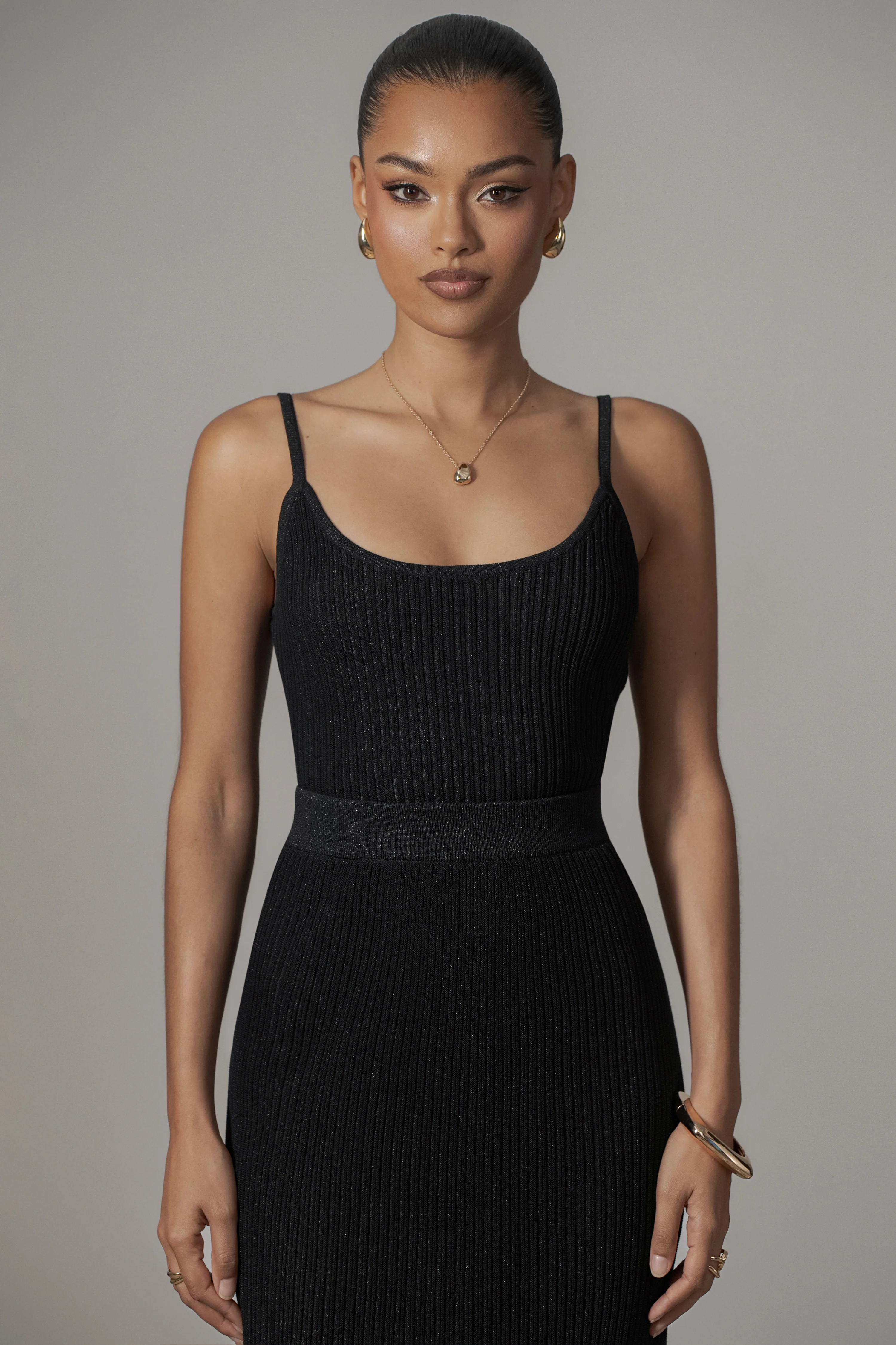 Black Serena Ribbed Skirt Set - Image 10