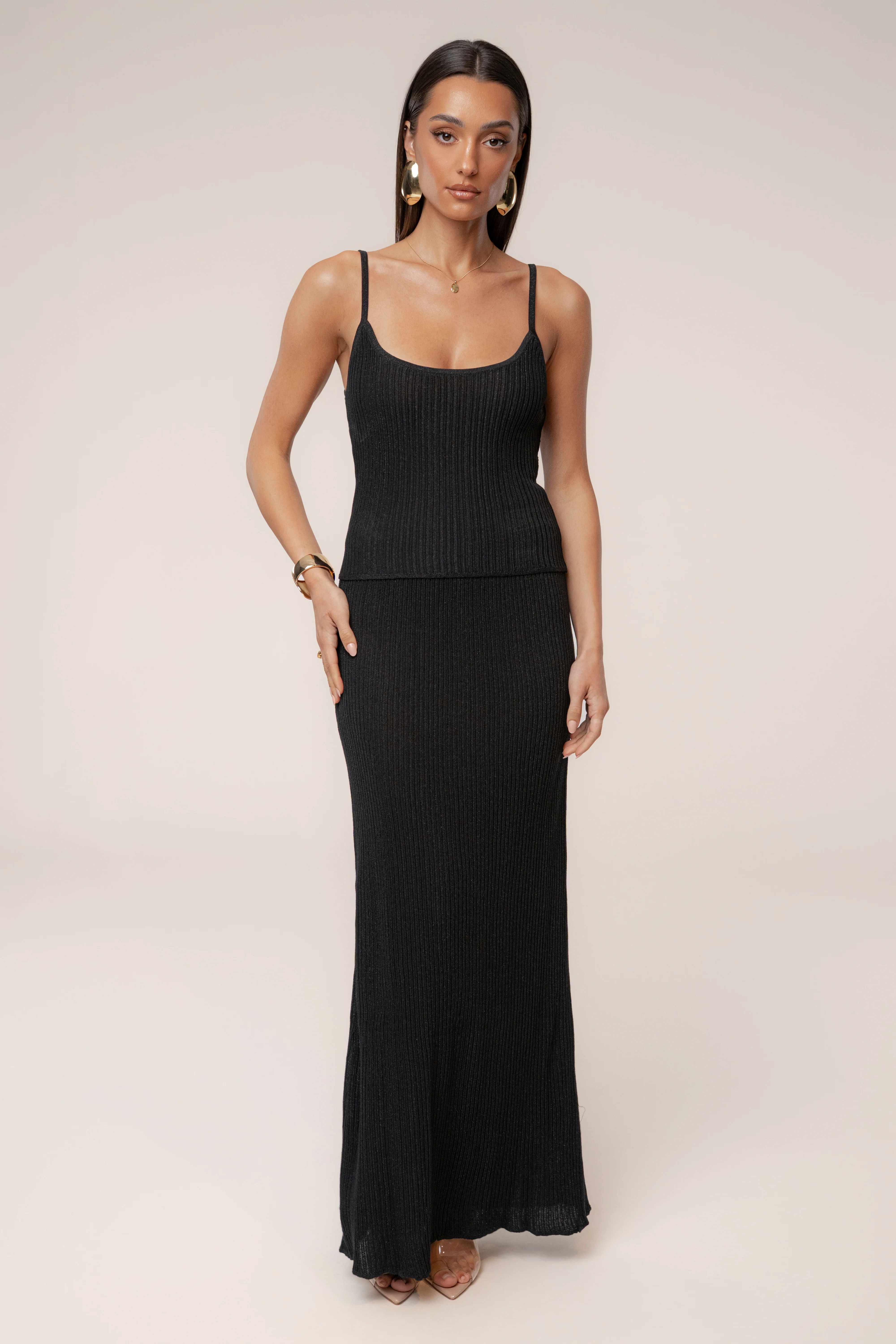 Black Serena Ribbed Skirt Set - Image 12