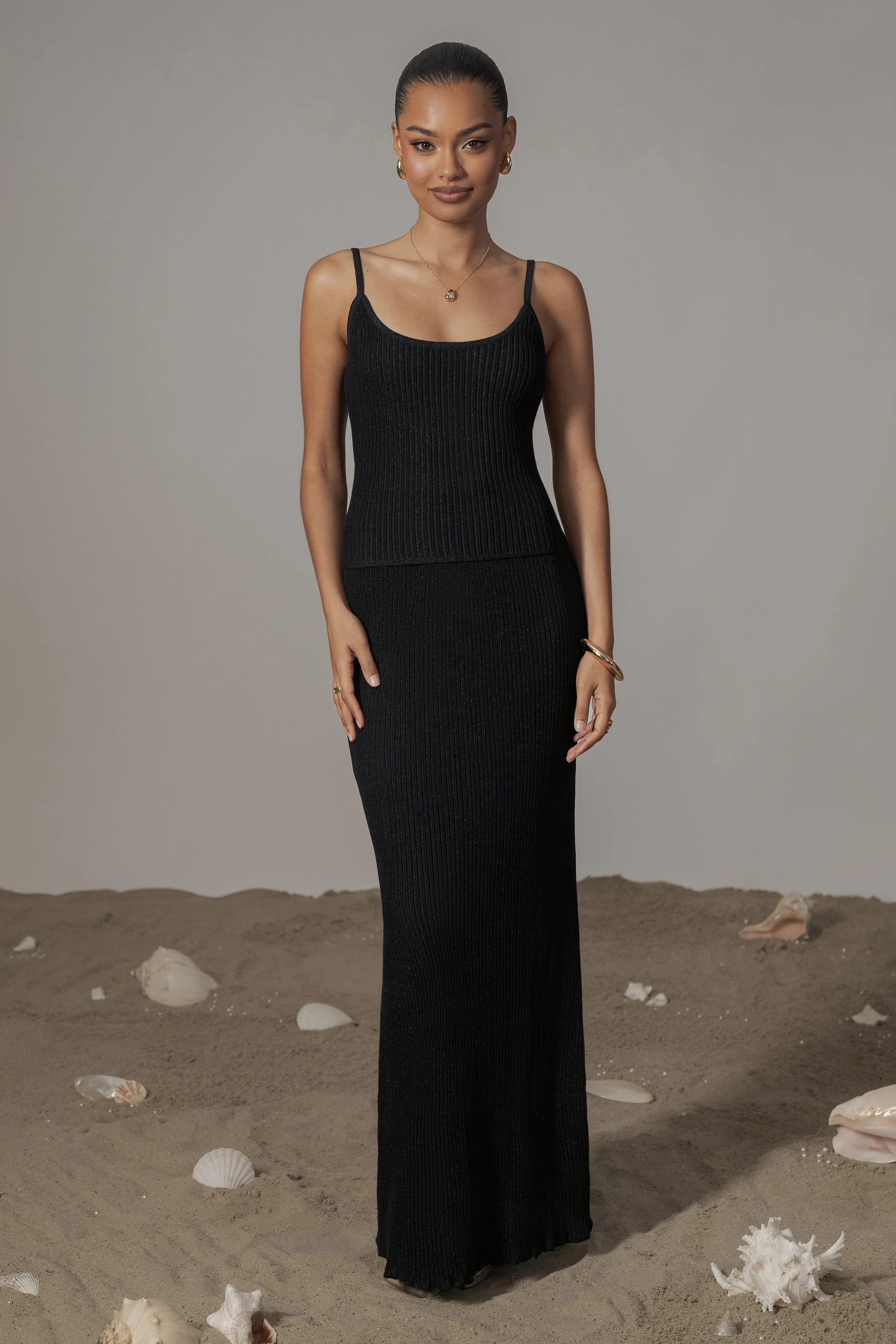 Black Serena Ribbed Skirt Set - Image 4