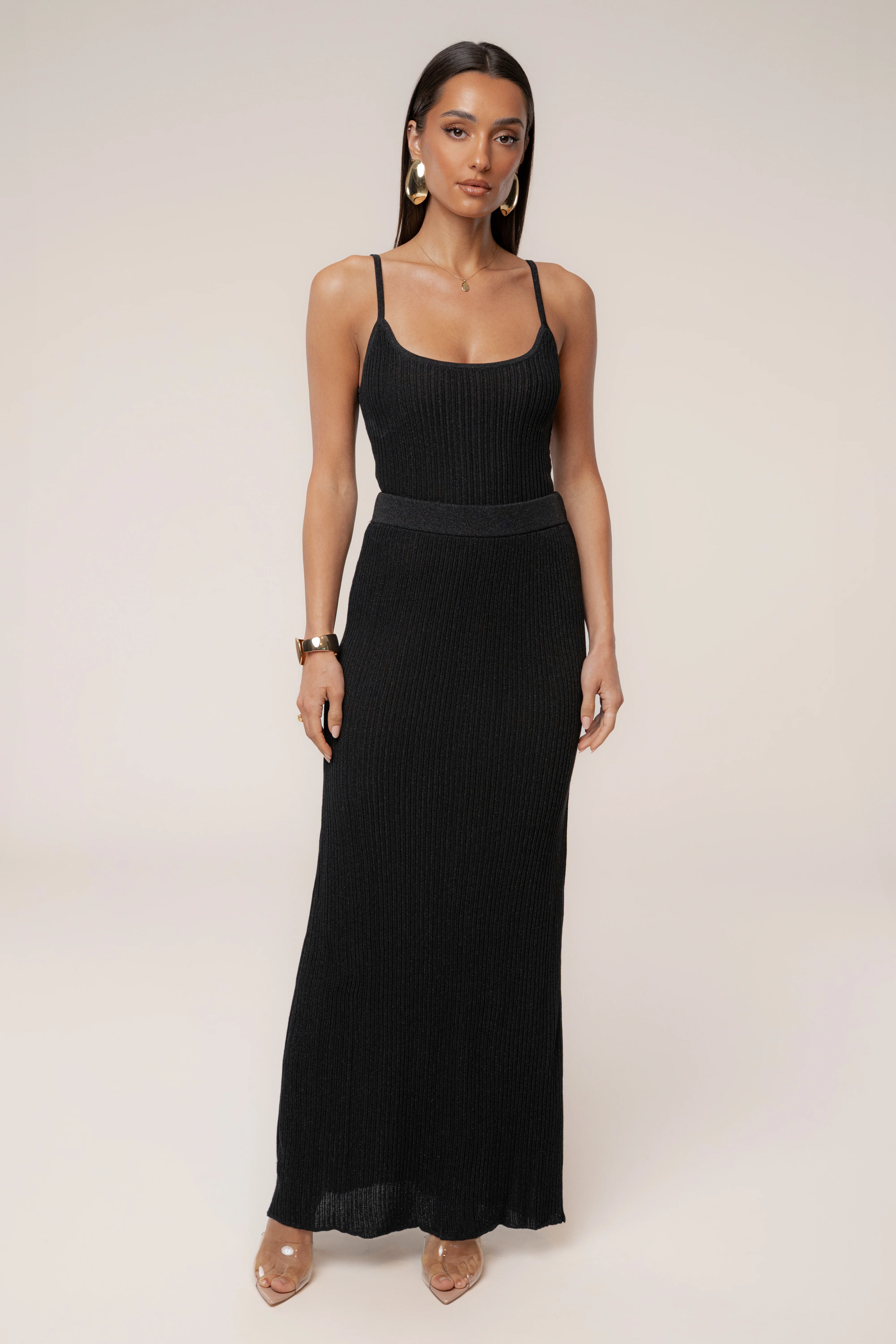 Black Serena Ribbed Skirt Set - Image 9