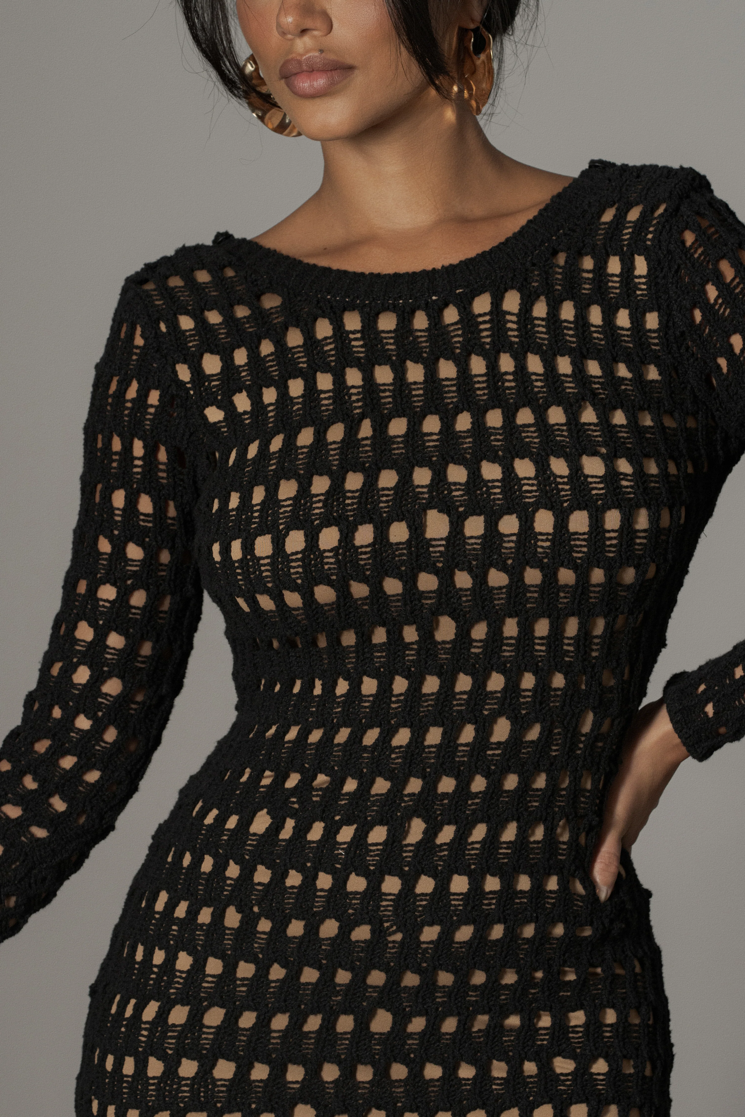 Black Serene Wonders Crochet Dress - Image 11