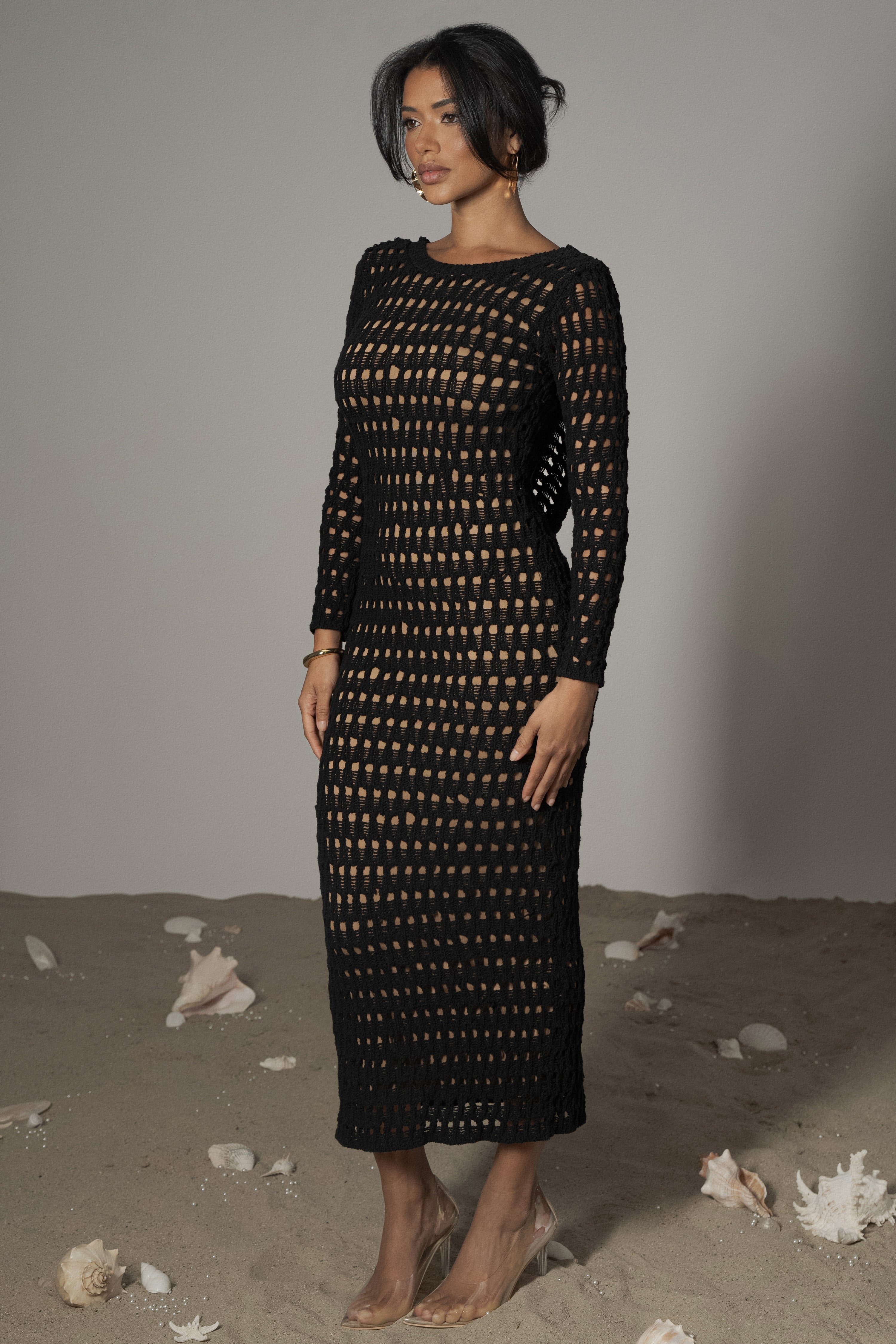 Black Serene Wonders Crochet Dress - Image 4