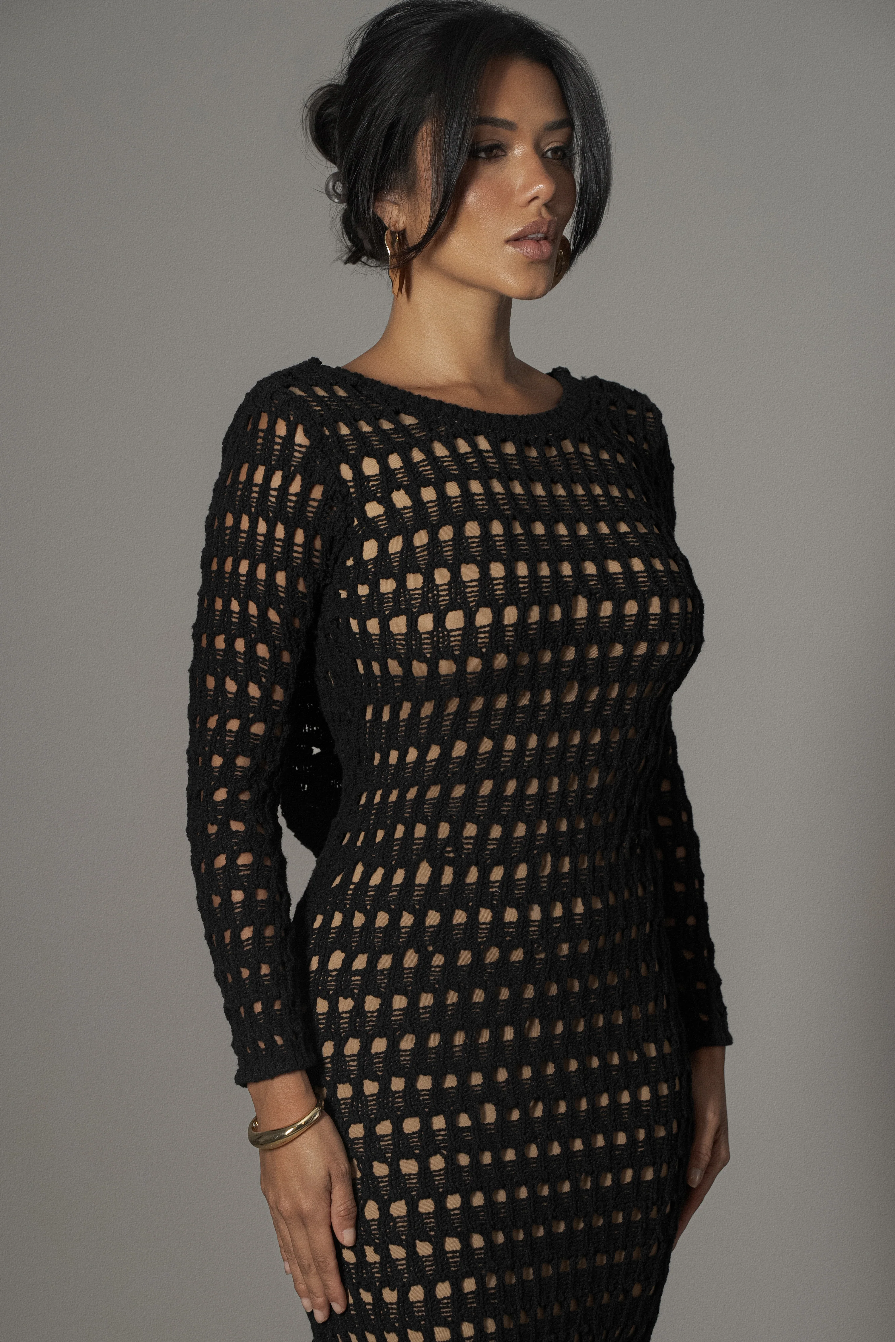 Black Serene Wonders Crochet Dress - Image 5
