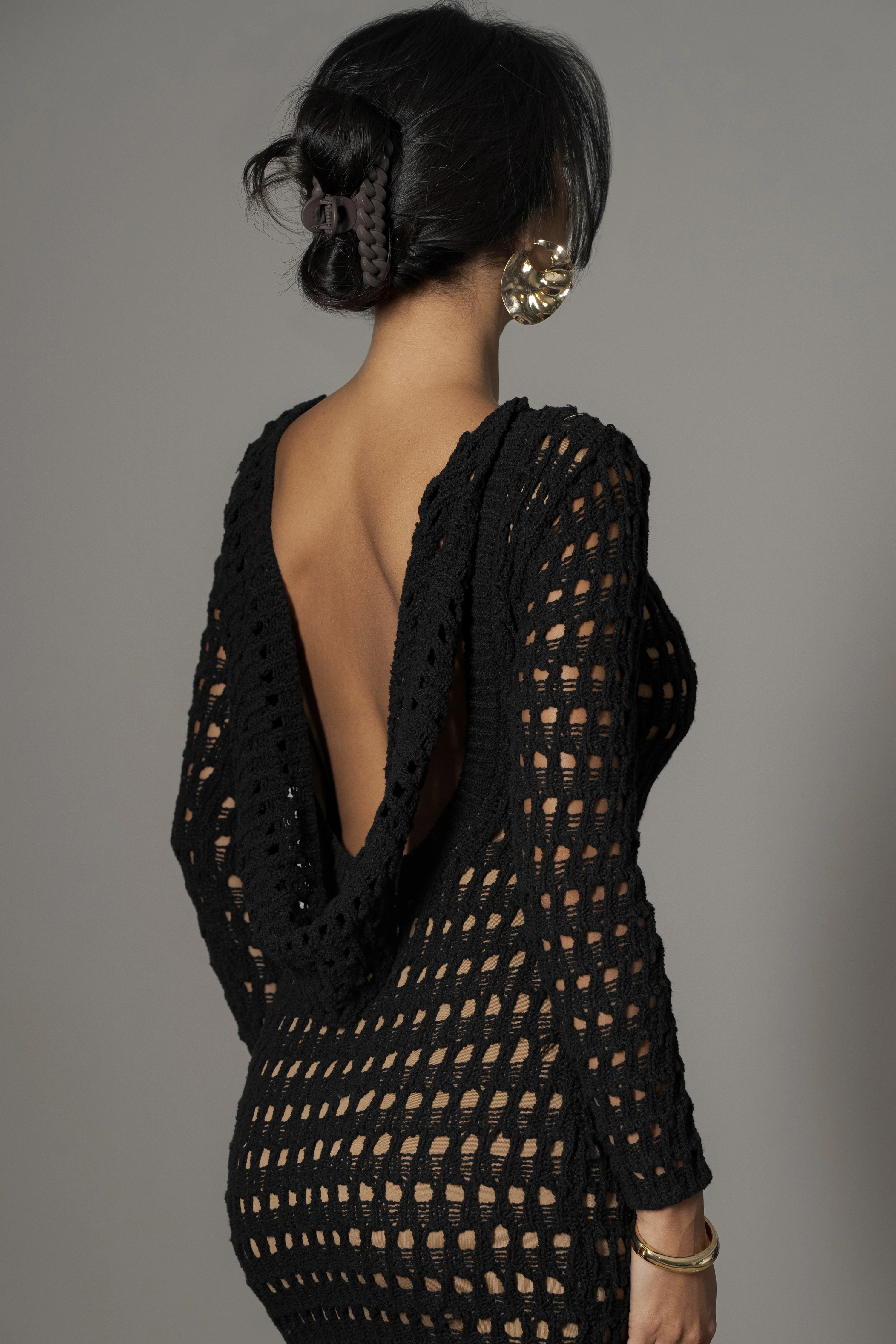 Black Serene Wonders Crochet Dress - Image 9