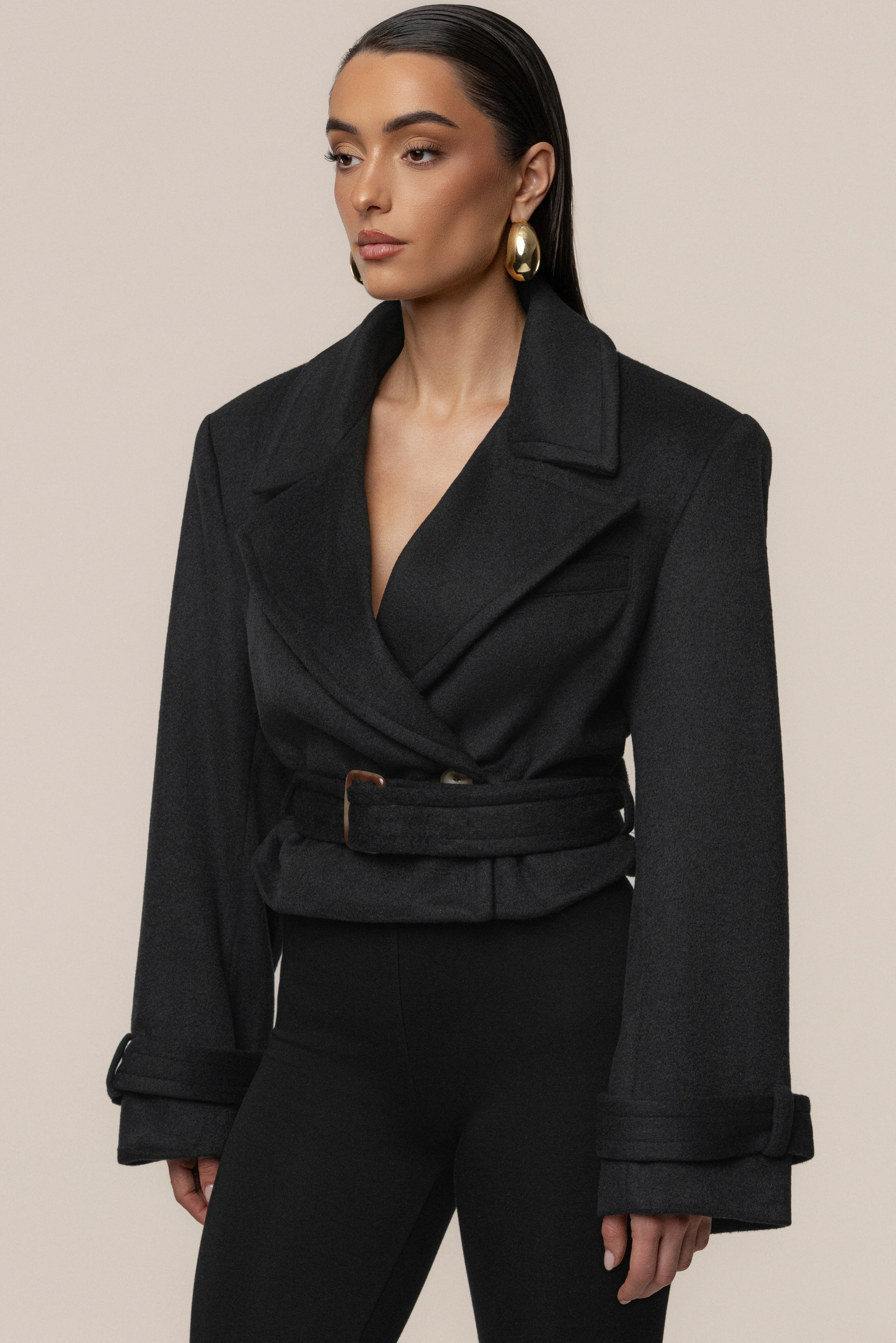 Black Sharp Presence Crop Jacket - Image 7