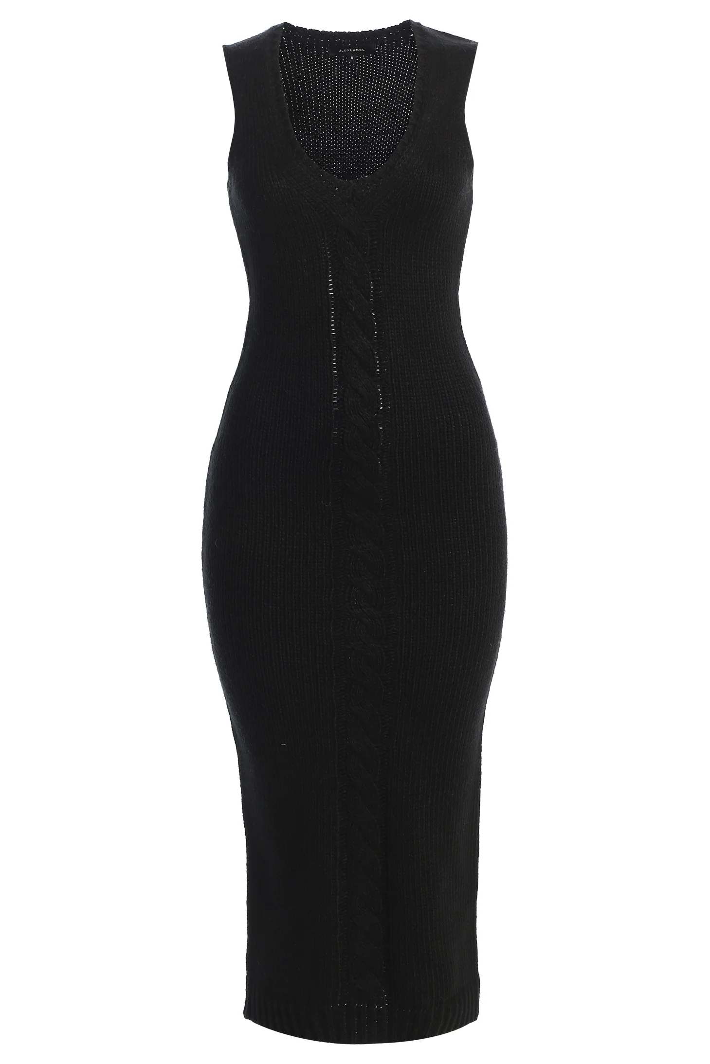 Black Sleeveless Cable Knit Dress - Image 2