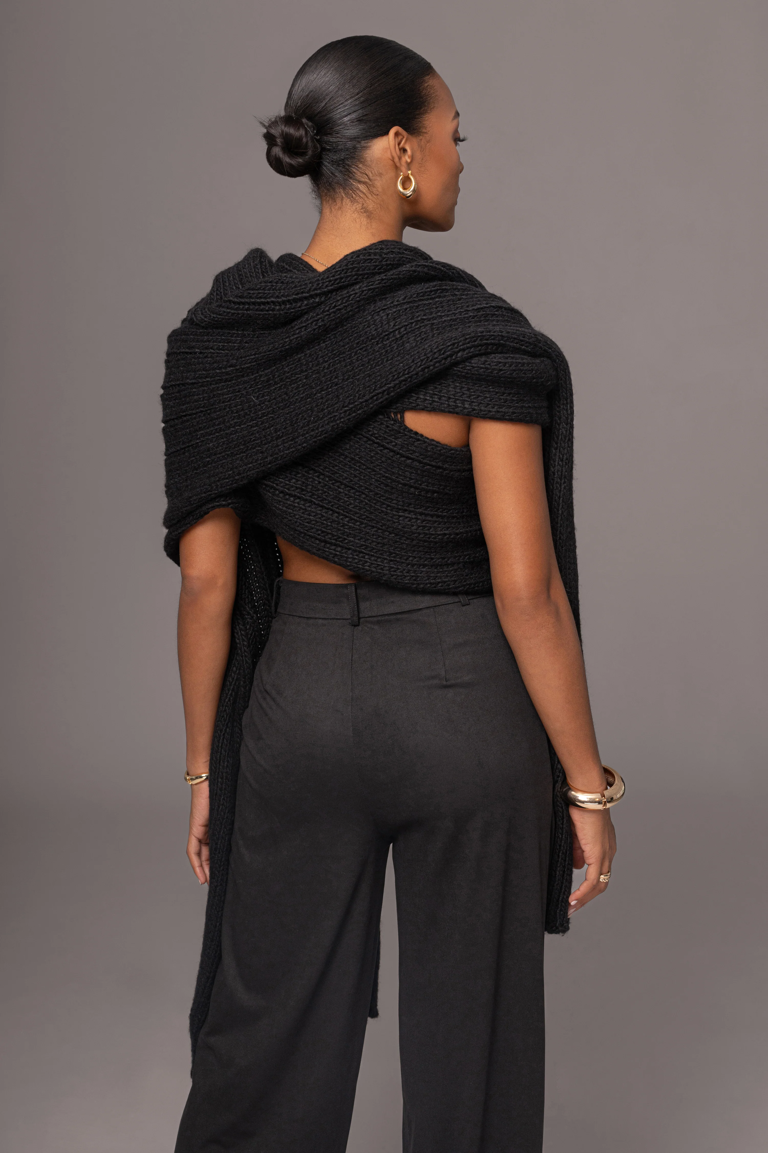Black Soft Life Cable Knit Sweater Top - Image 11
