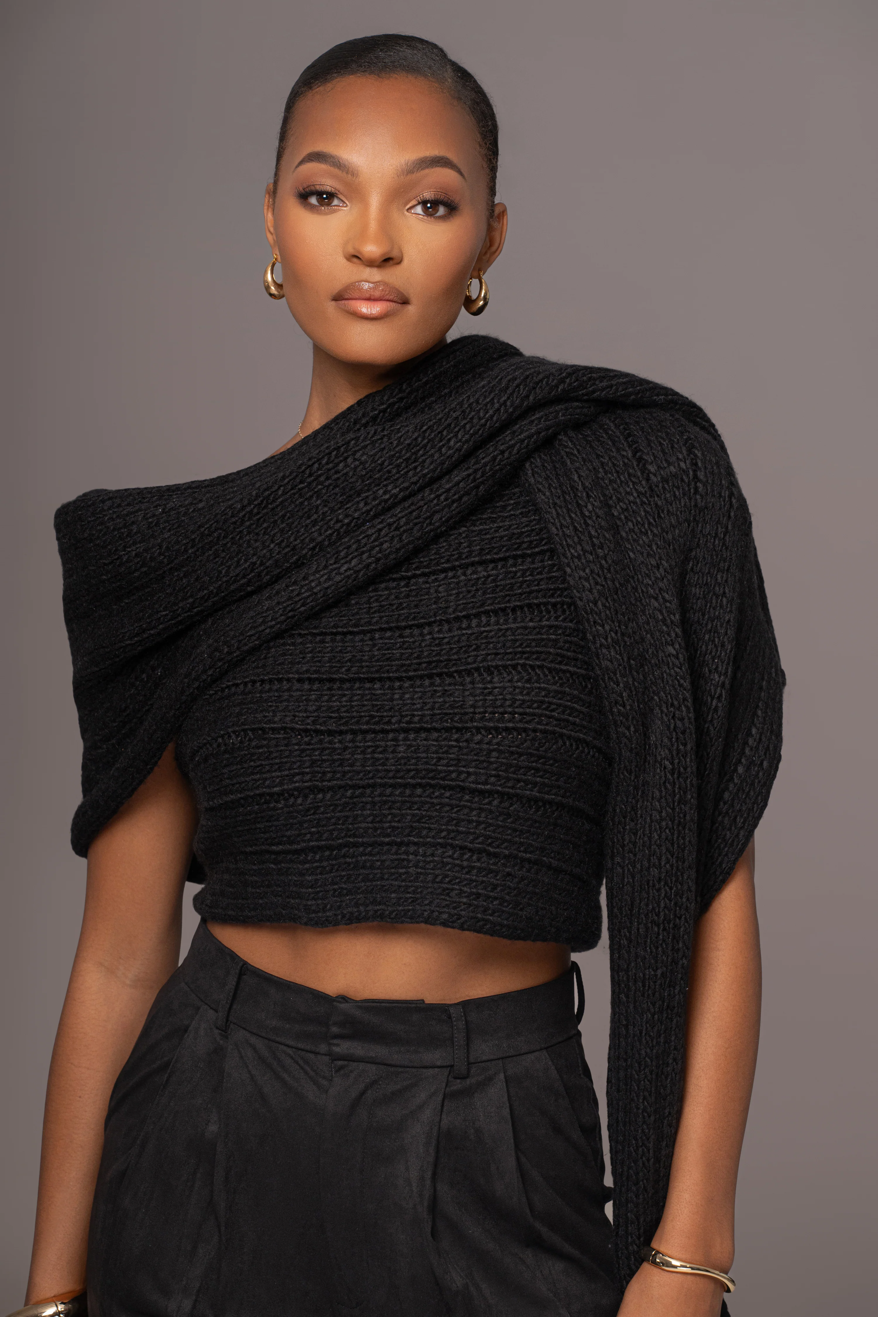 Black Soft Life Cable Knit Sweater Top - Image 7