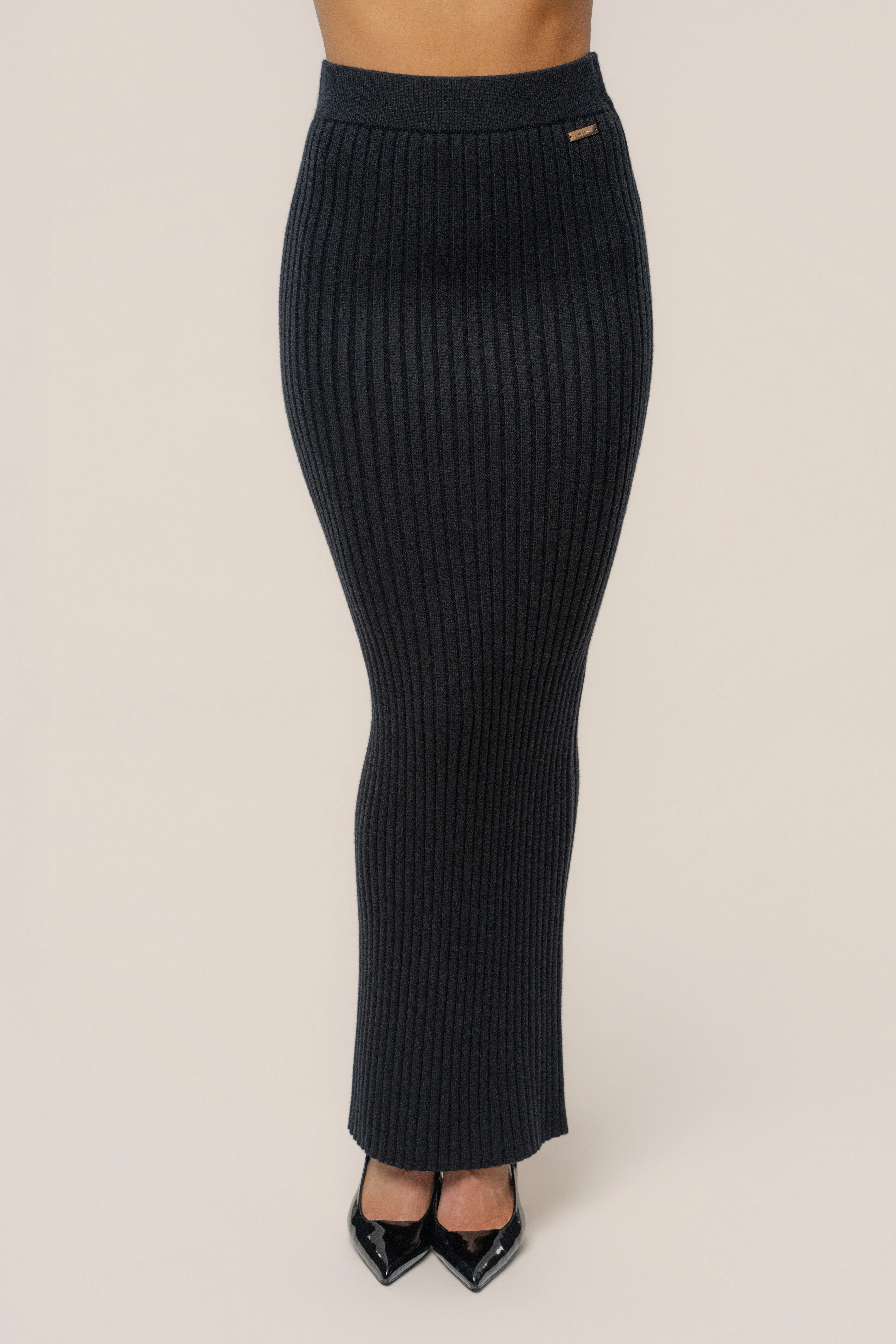 Black Soft Reset Ribbed Skirt - Image 2