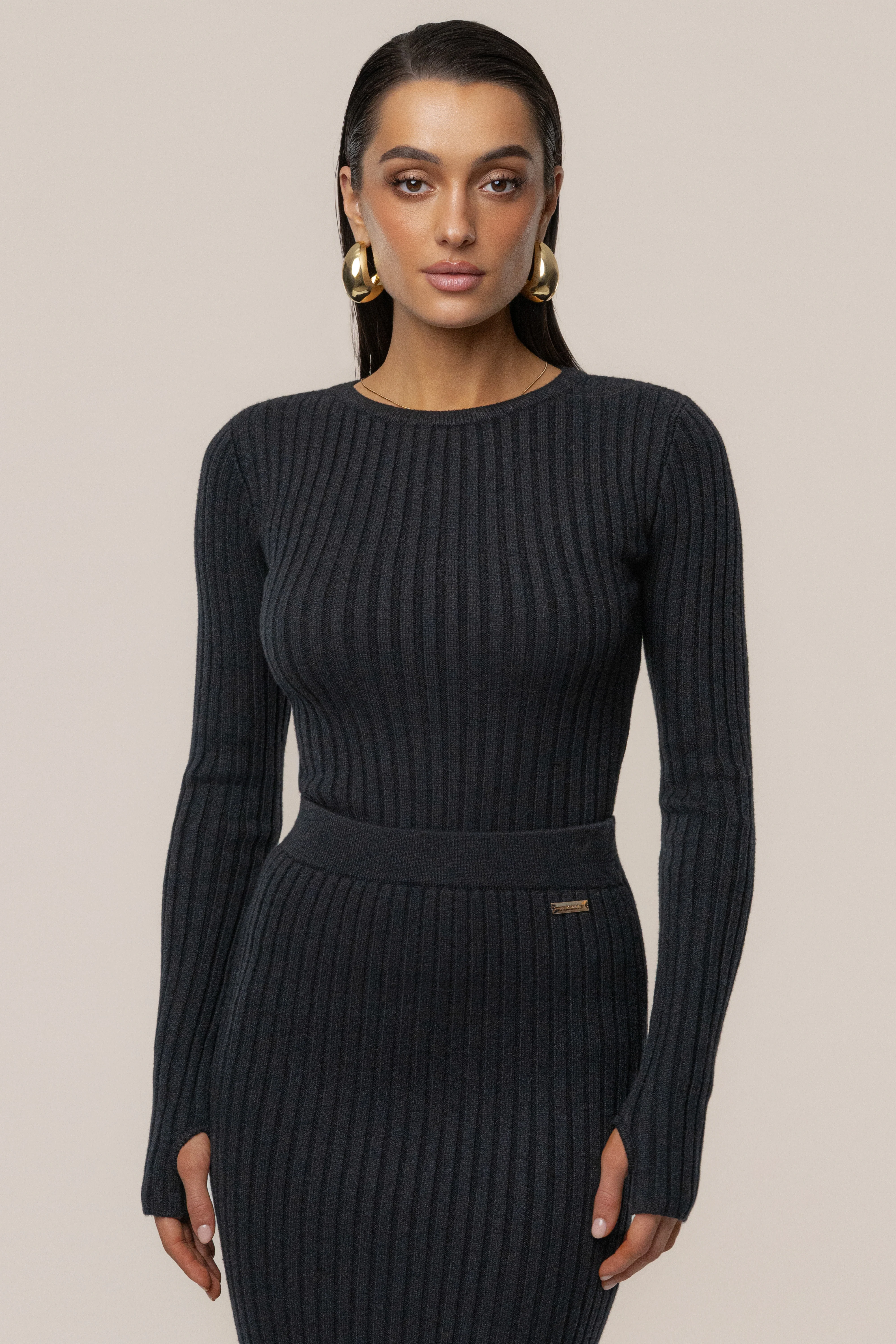 Black Soft Reset Ribbed Skirt - Image 5
