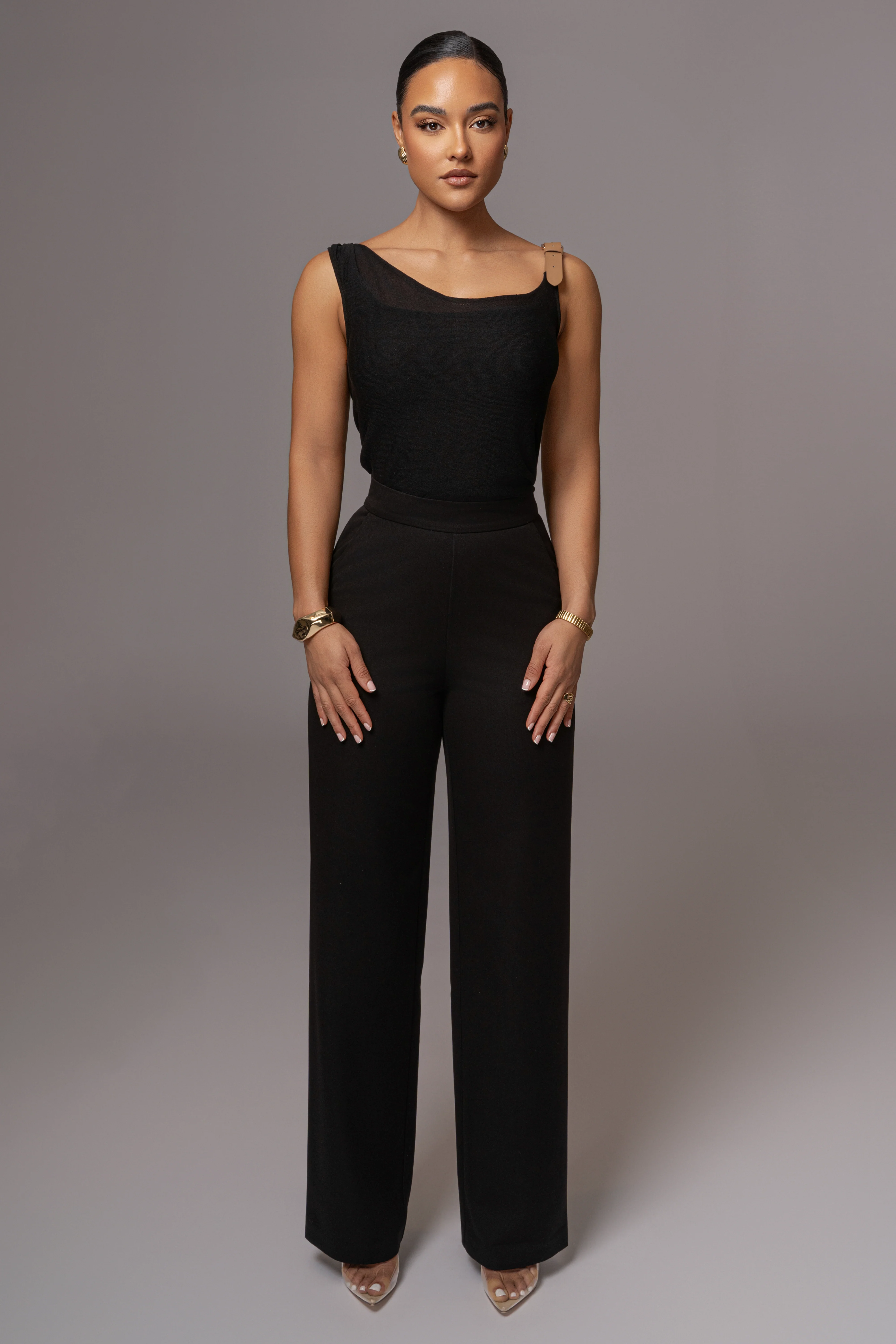 Black Status Belted Pants - Image 2