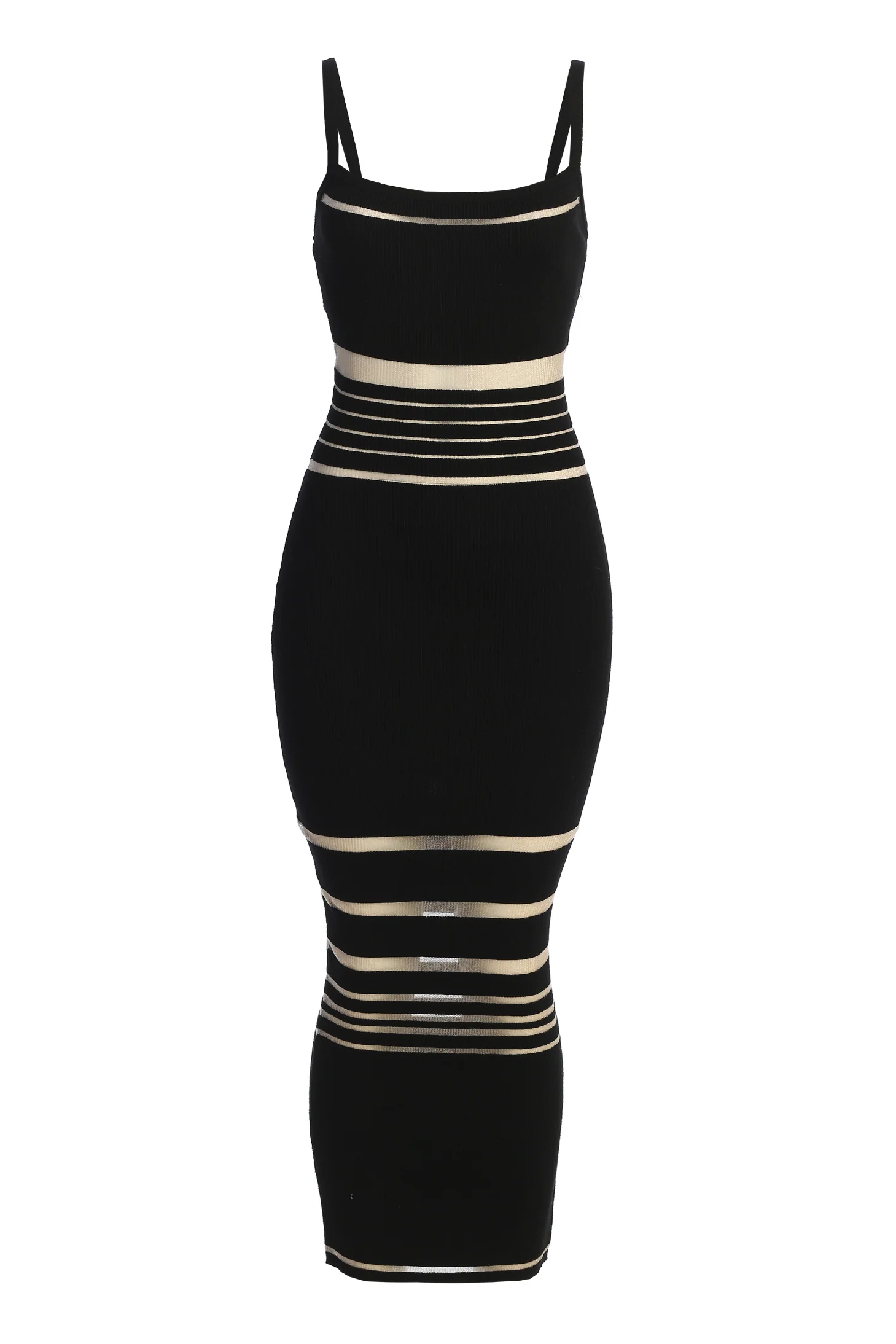 Black Striped Rib Knit Dress - Image 2