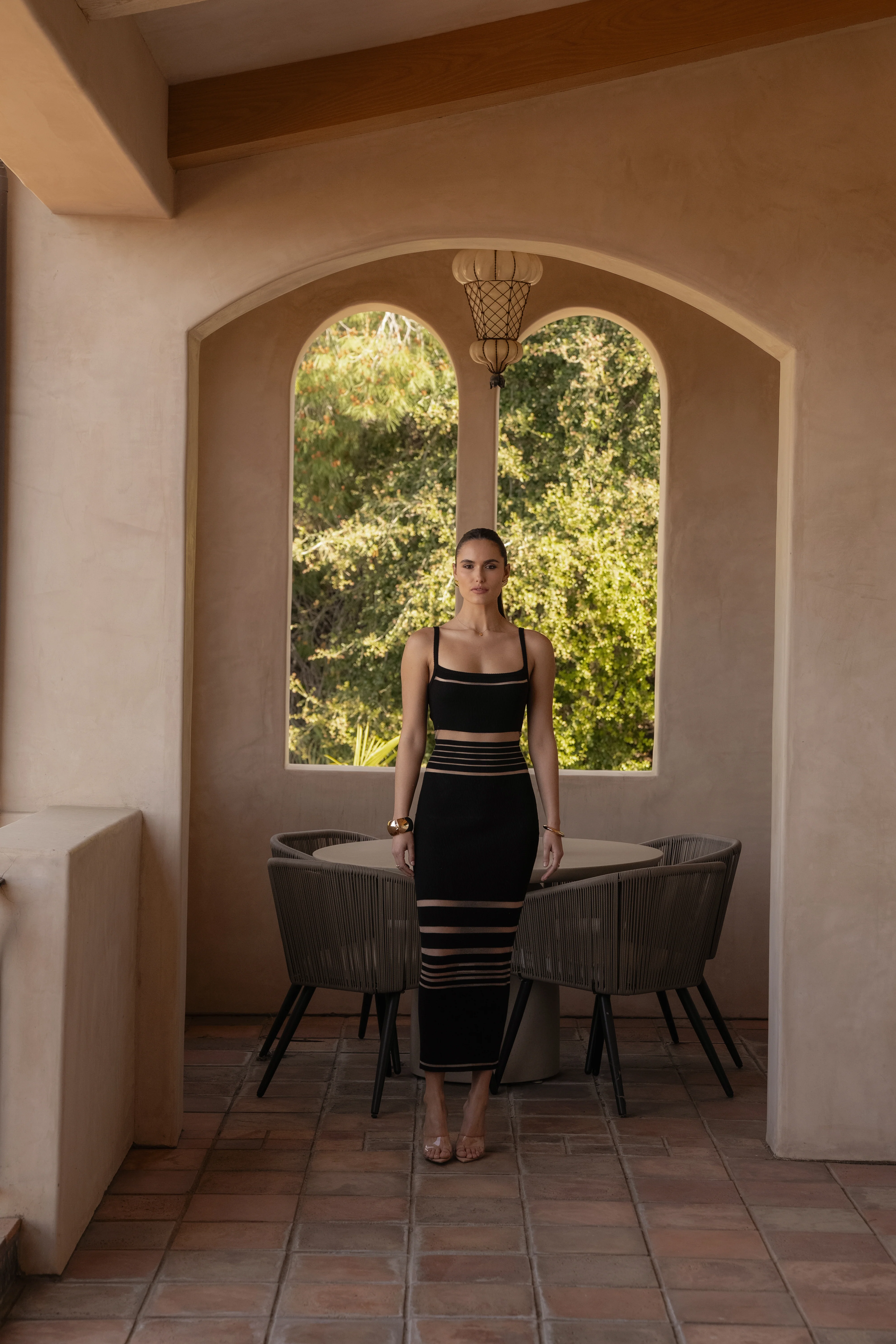 Black Striped Rib Knit Dress - Image 5