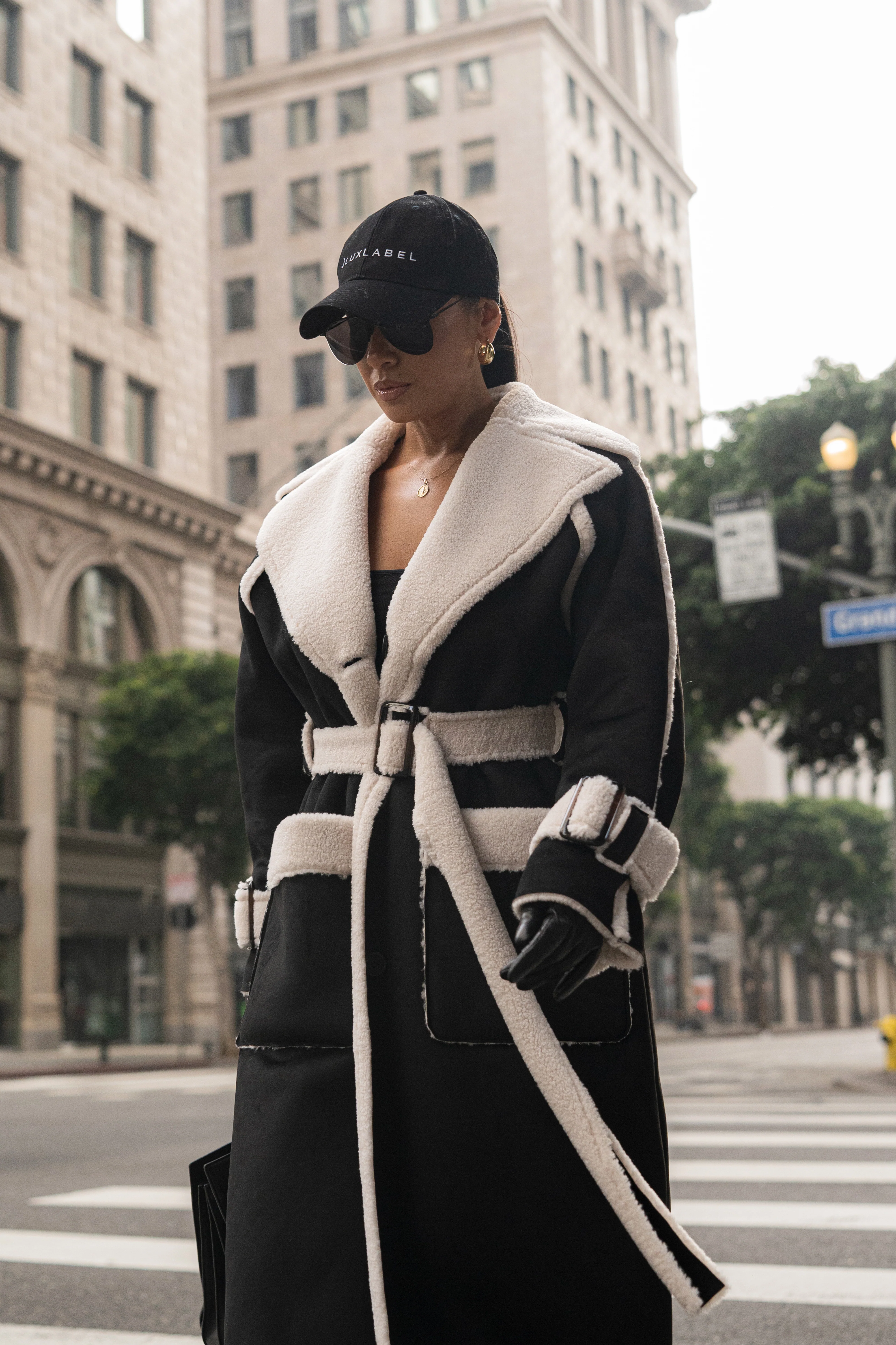Black Suede And Sherpa Reversible Coat - Image 13