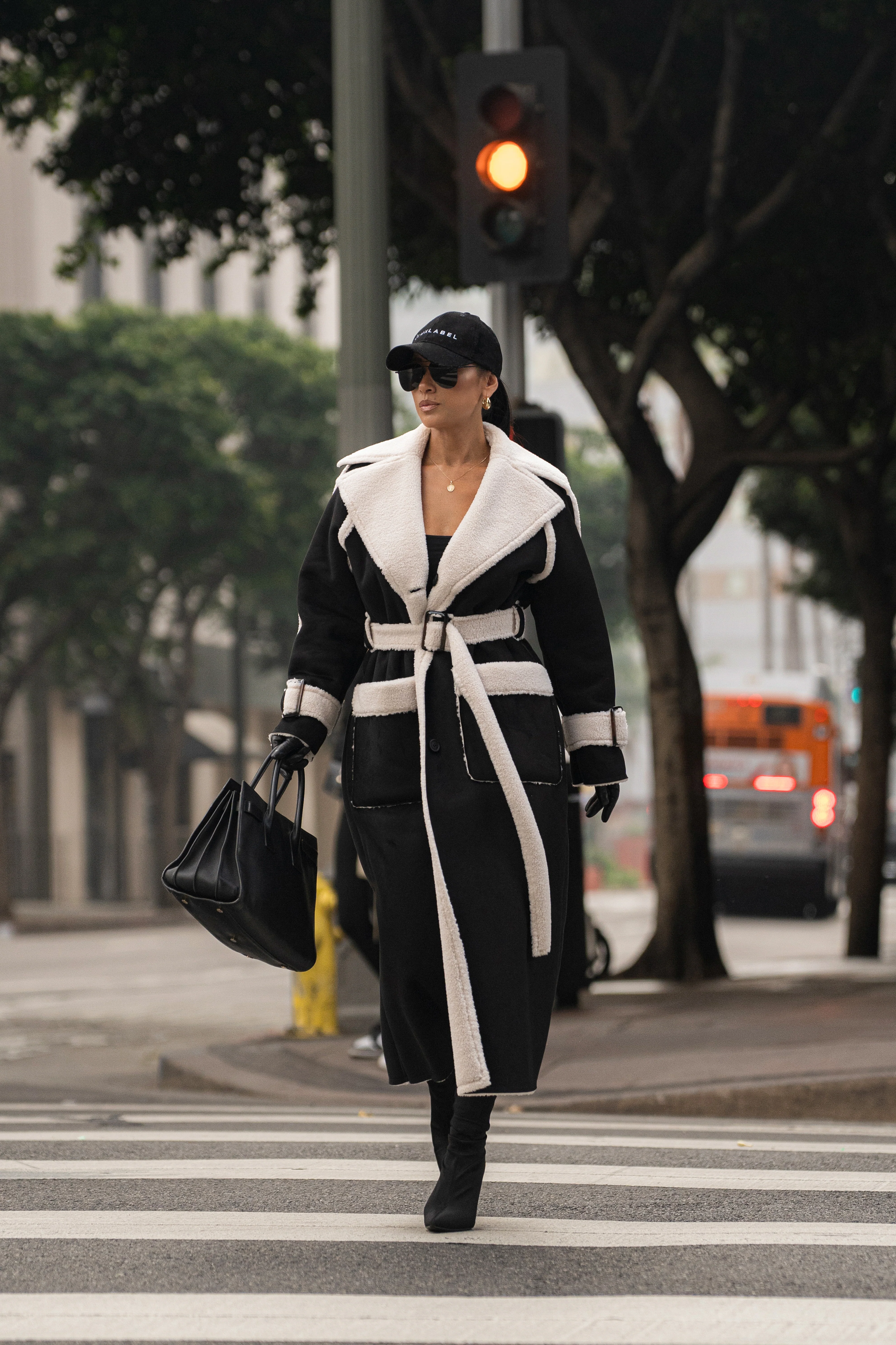 Black Suede And Sherpa Reversible Coat - Image 15