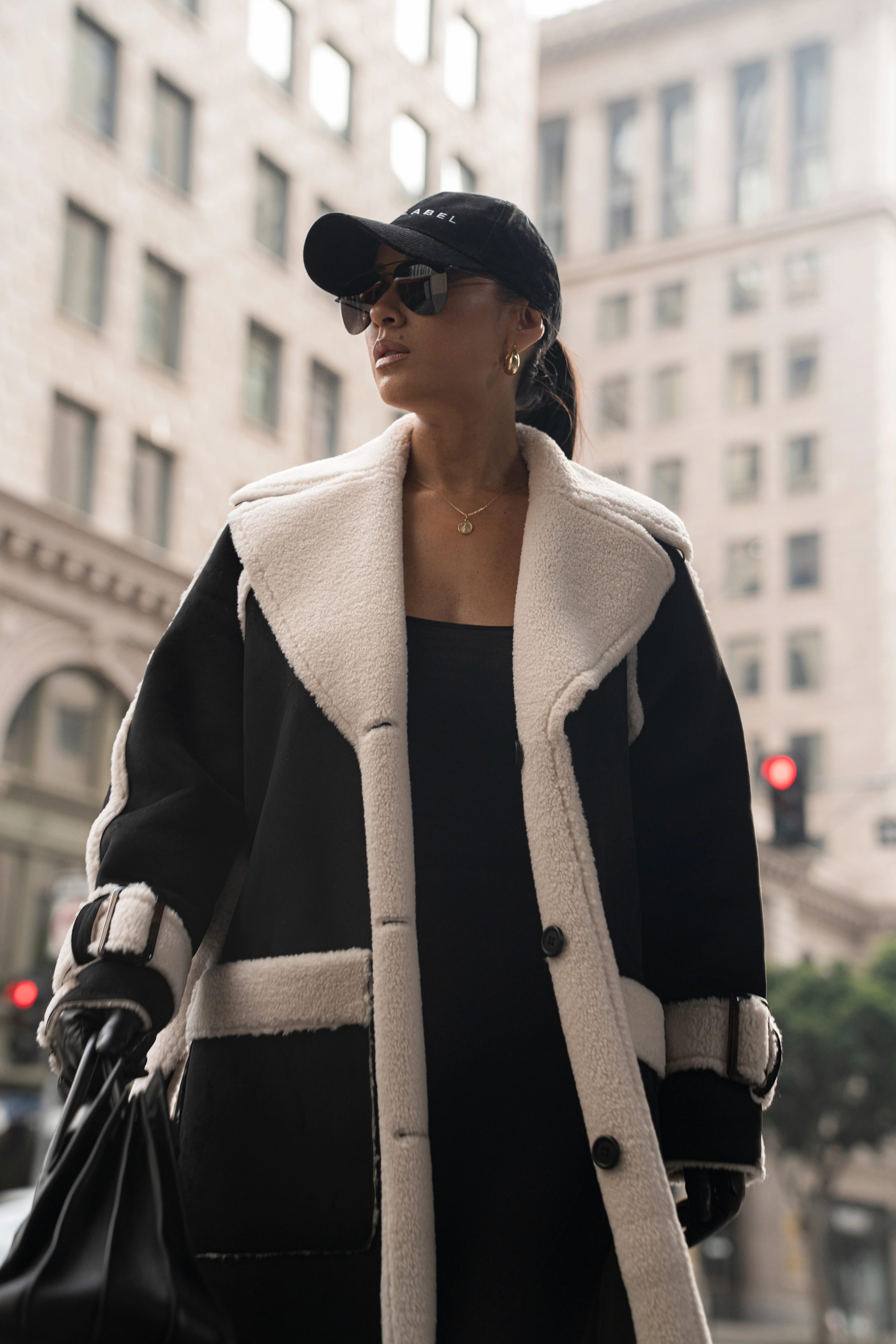 Black Suede And Sherpa Reversible Coat - Image 16