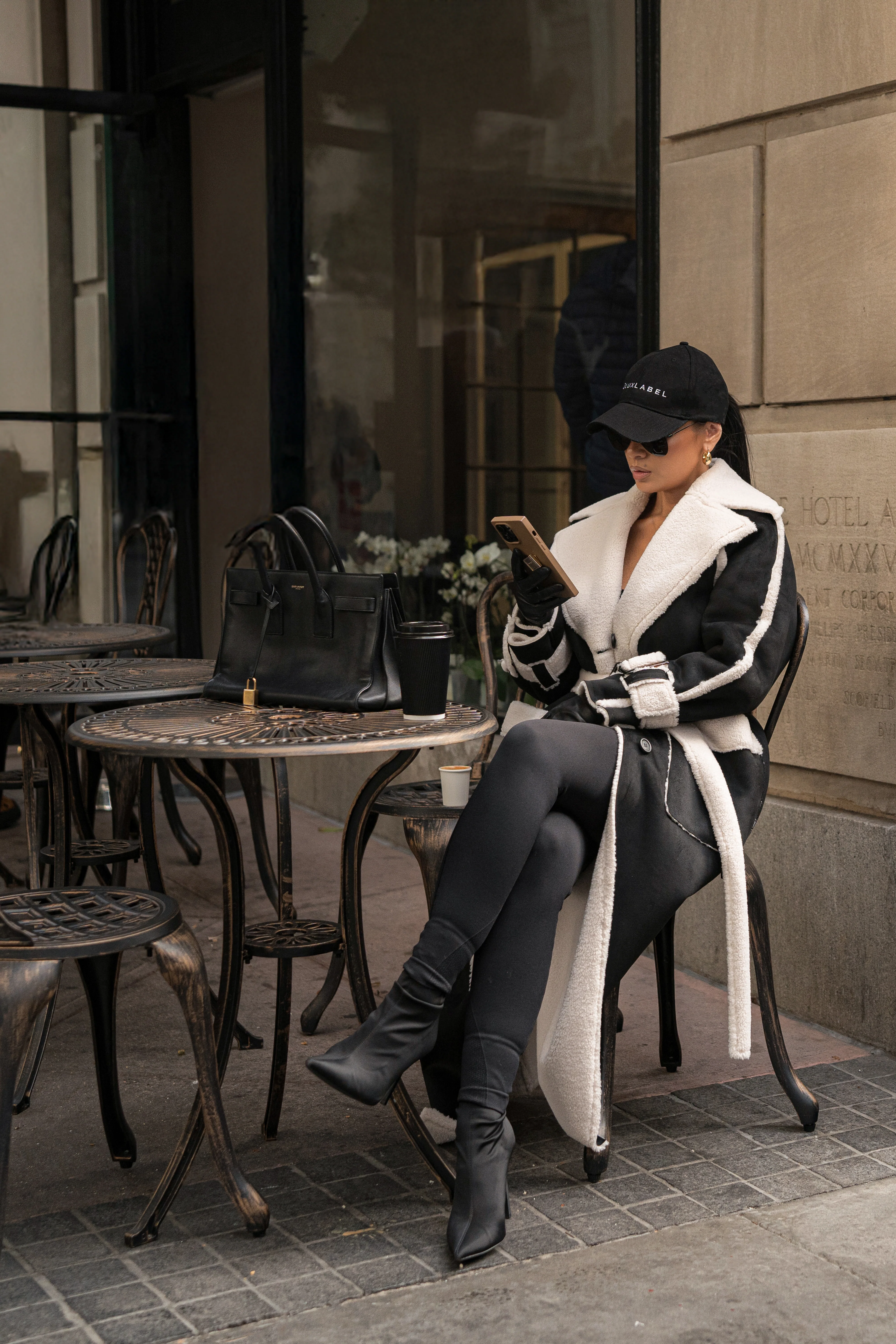 Black Suede And Sherpa Reversible Coat - Image 17