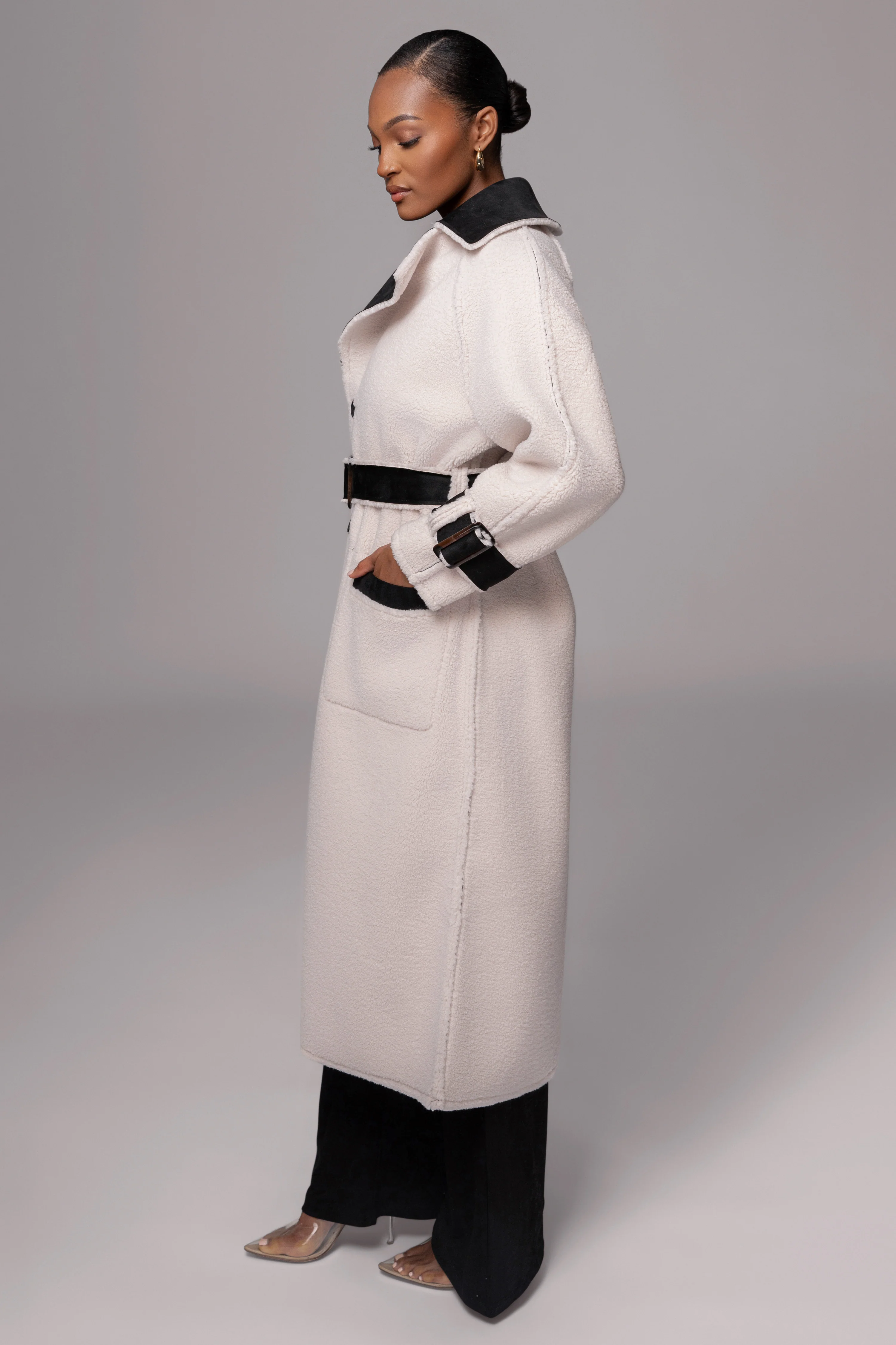 Black Suede And Sherpa Reversible Coat - Image 19