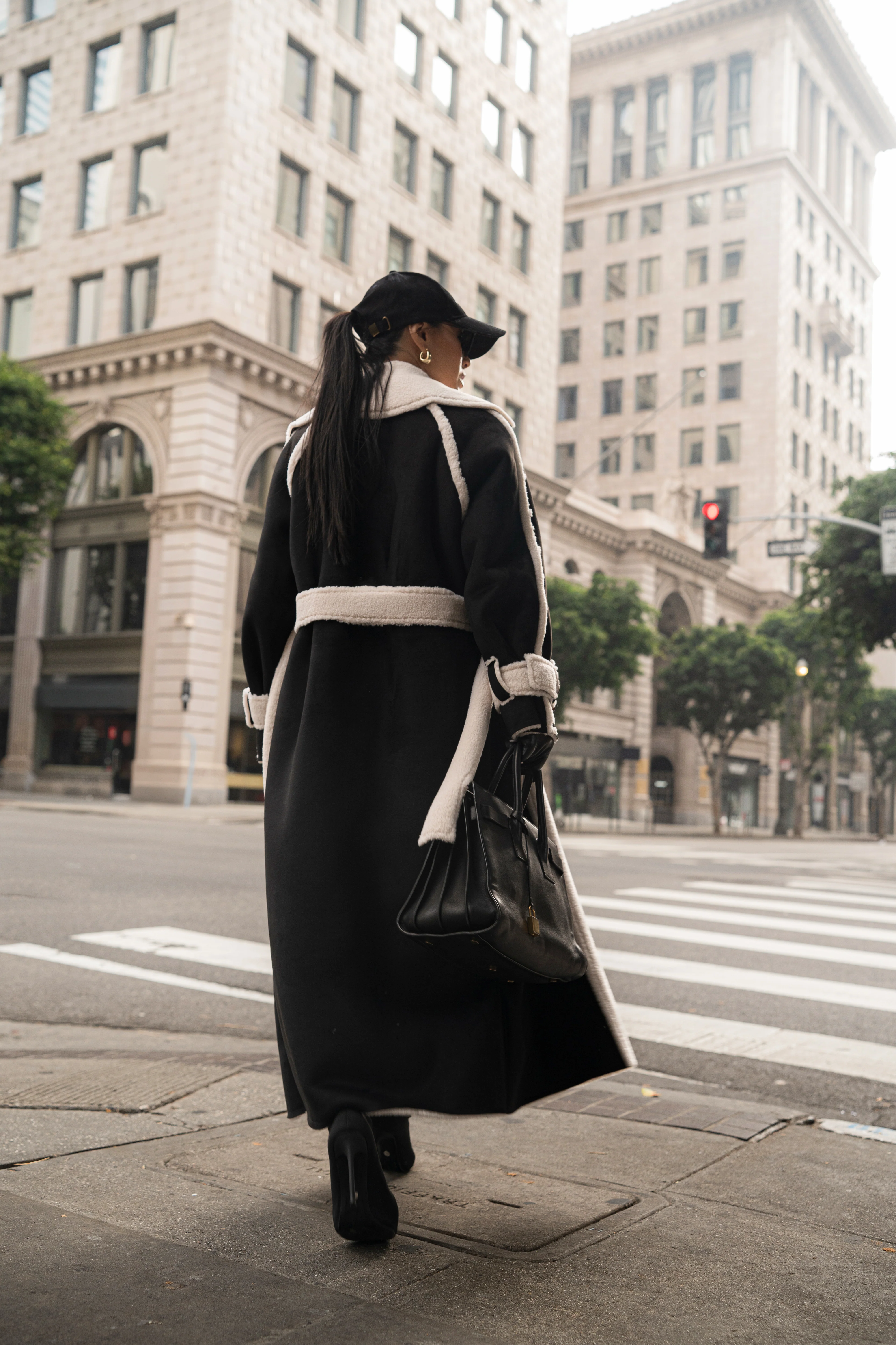 Black Suede And Sherpa Reversible Coat - Image 21