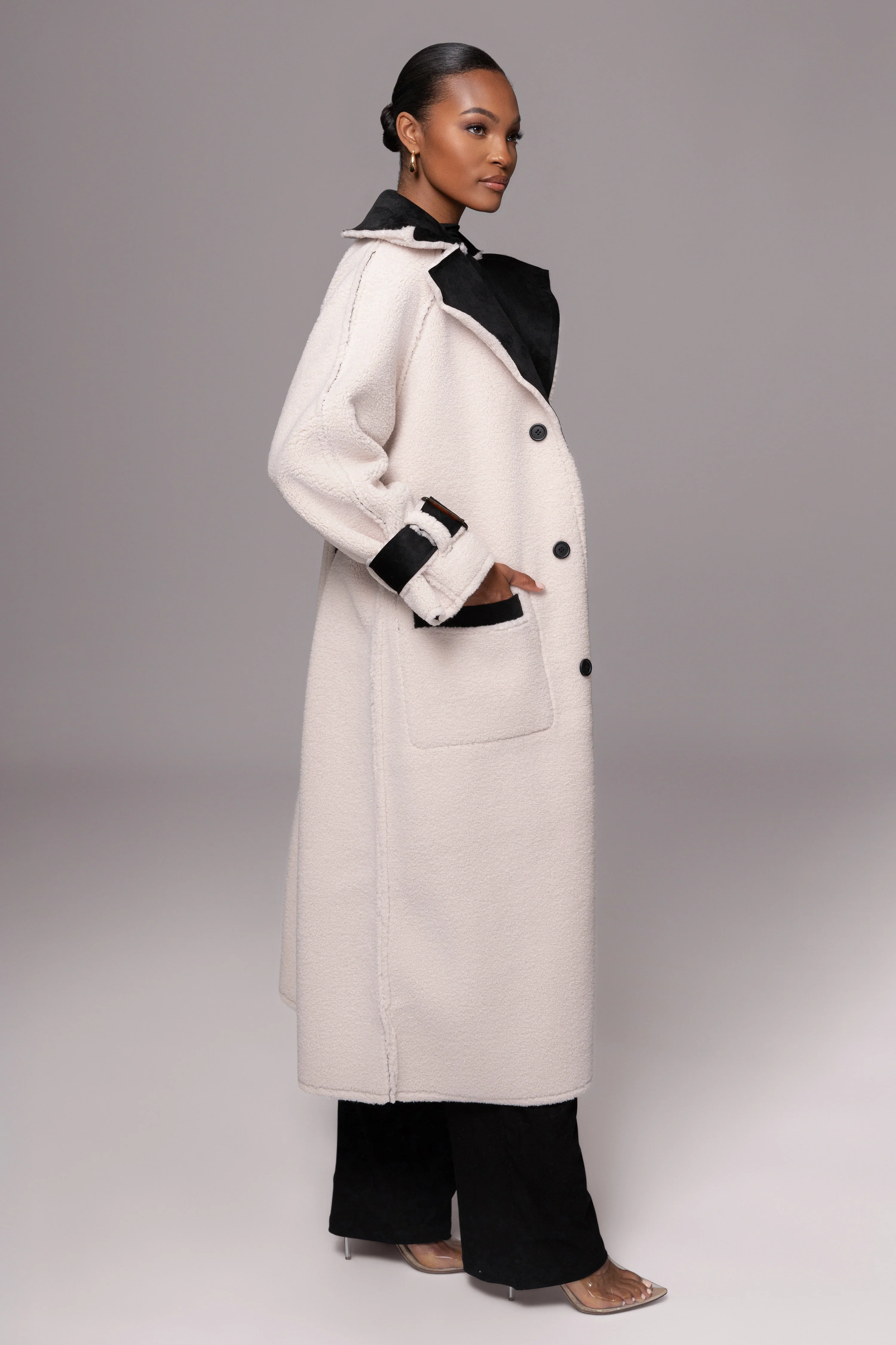 Black Suede And Sherpa Reversible Coat - Image 3