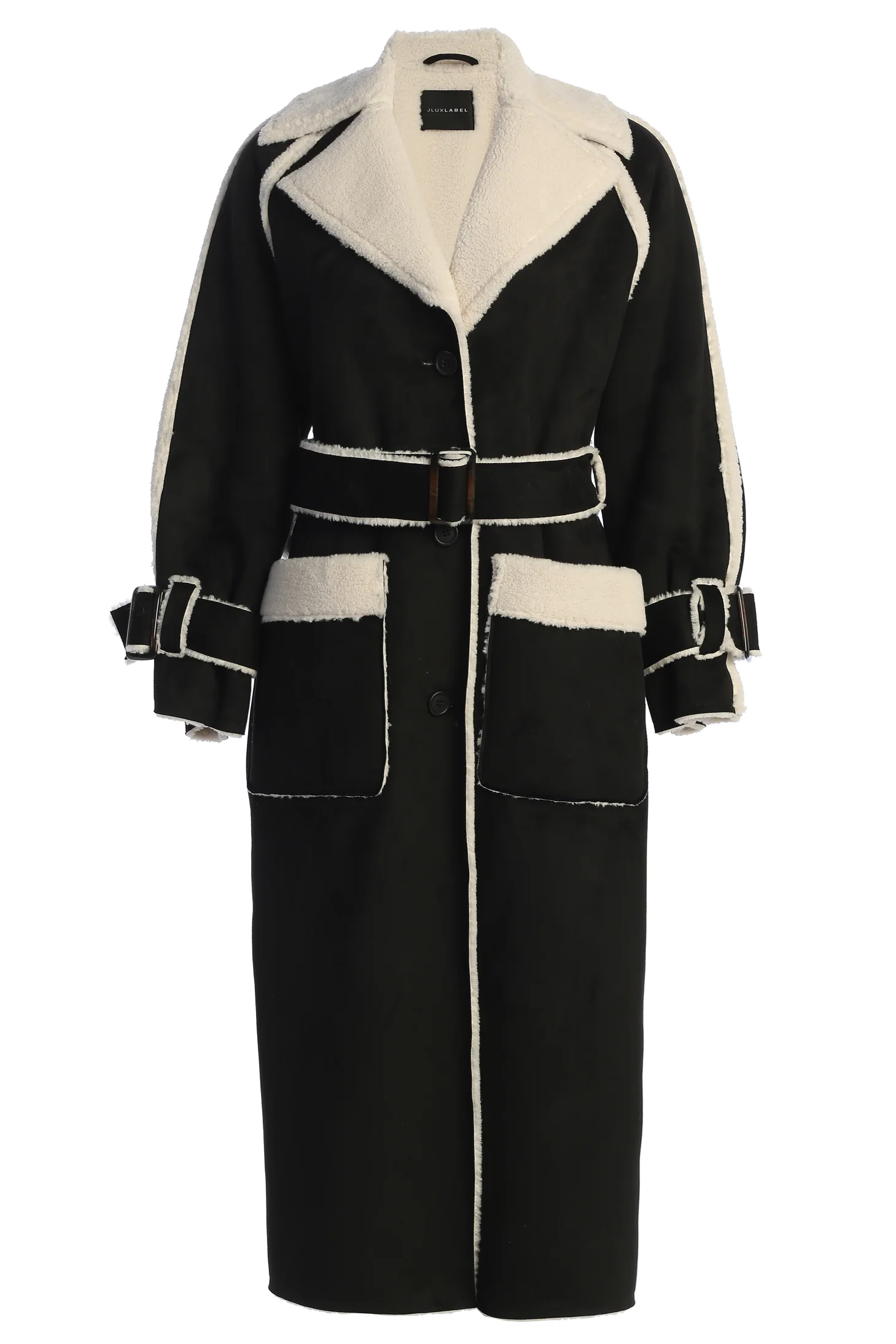 Black Suede And Sherpa Reversible Coat - Image 9