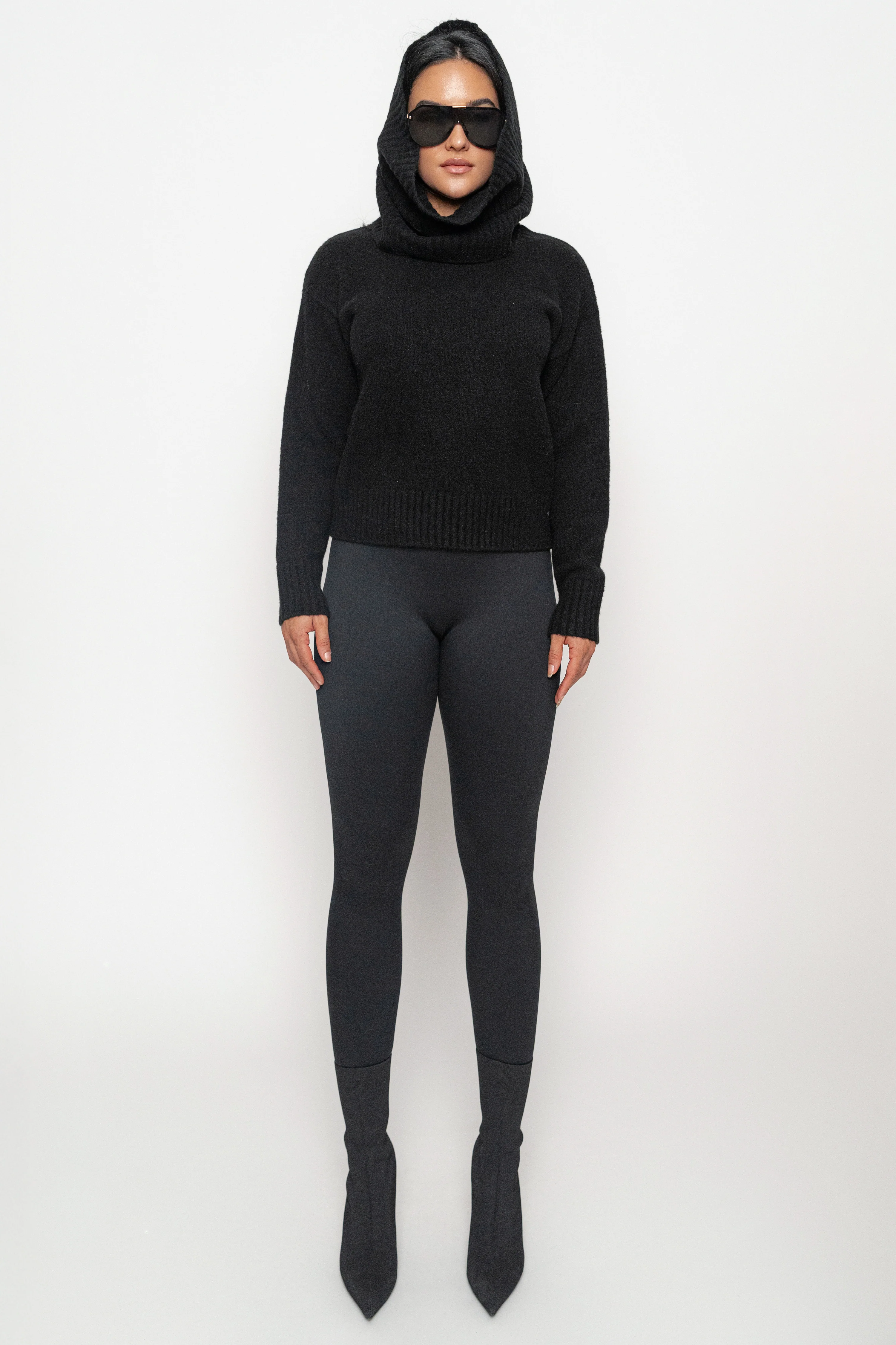 Black Sweater Scarf Top - Image 3