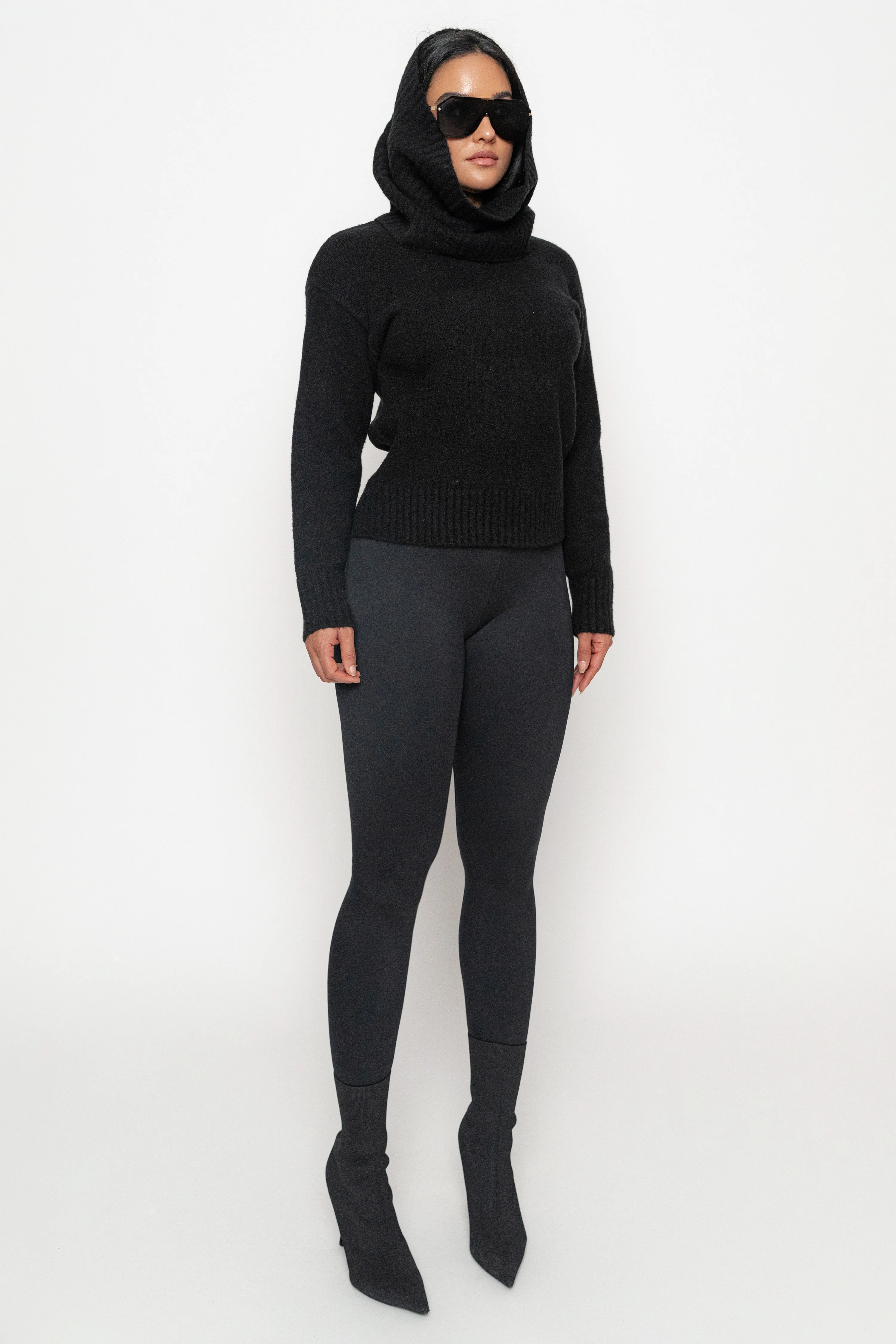 Black Sweater Scarf Top - Image 4