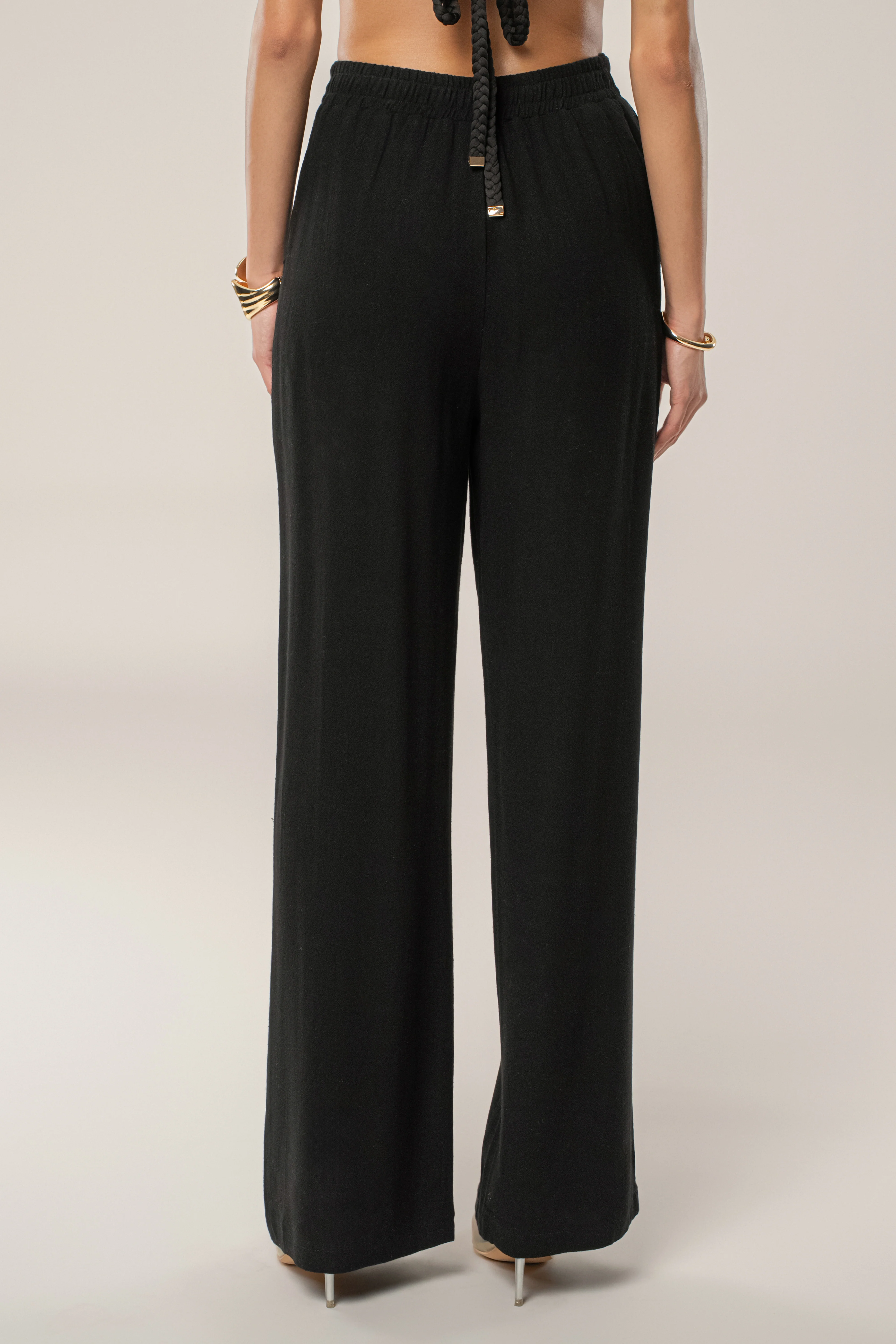 Black Thea Linen Pants - Image 2