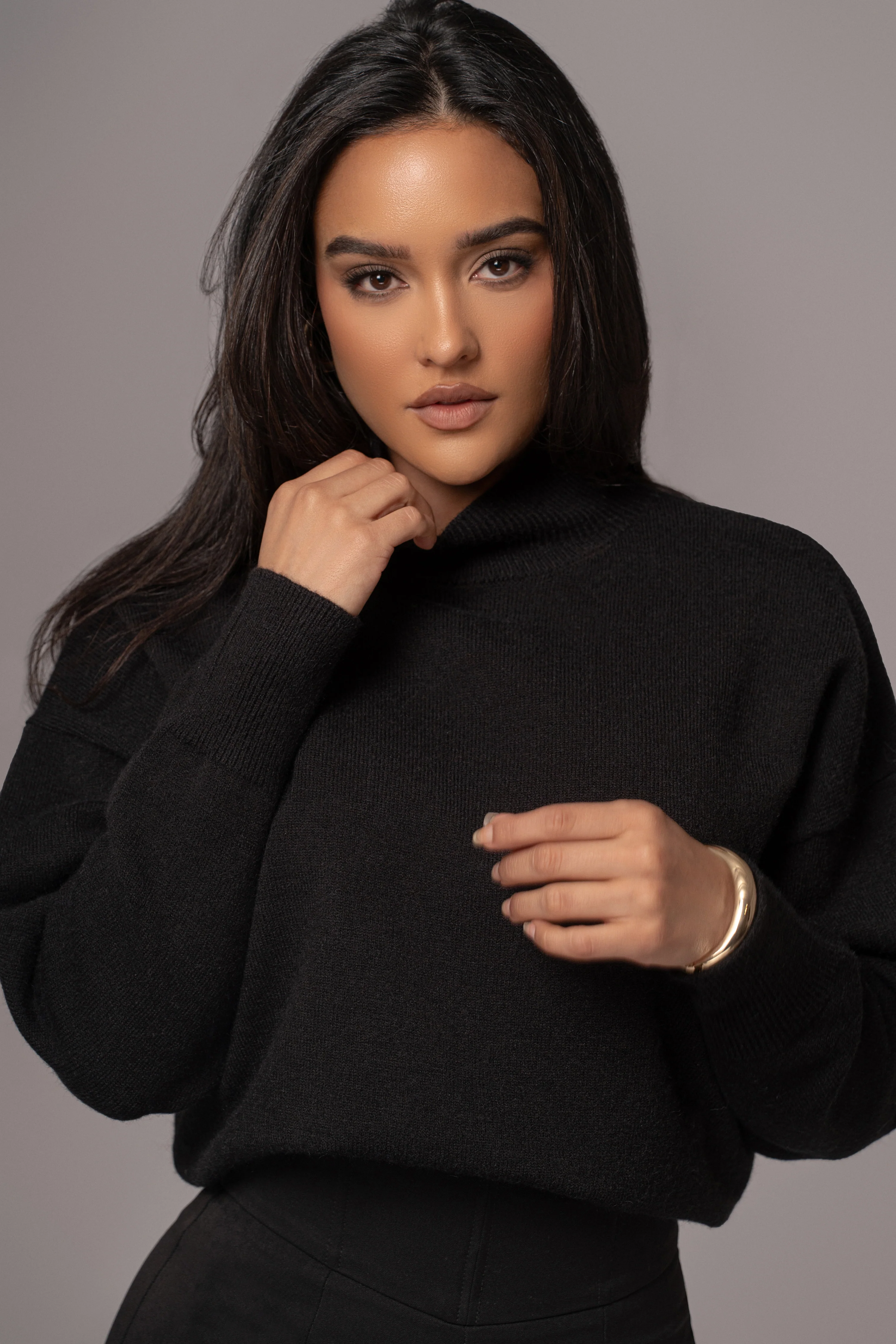 Black Turtleneck Sweater Top - Image 5