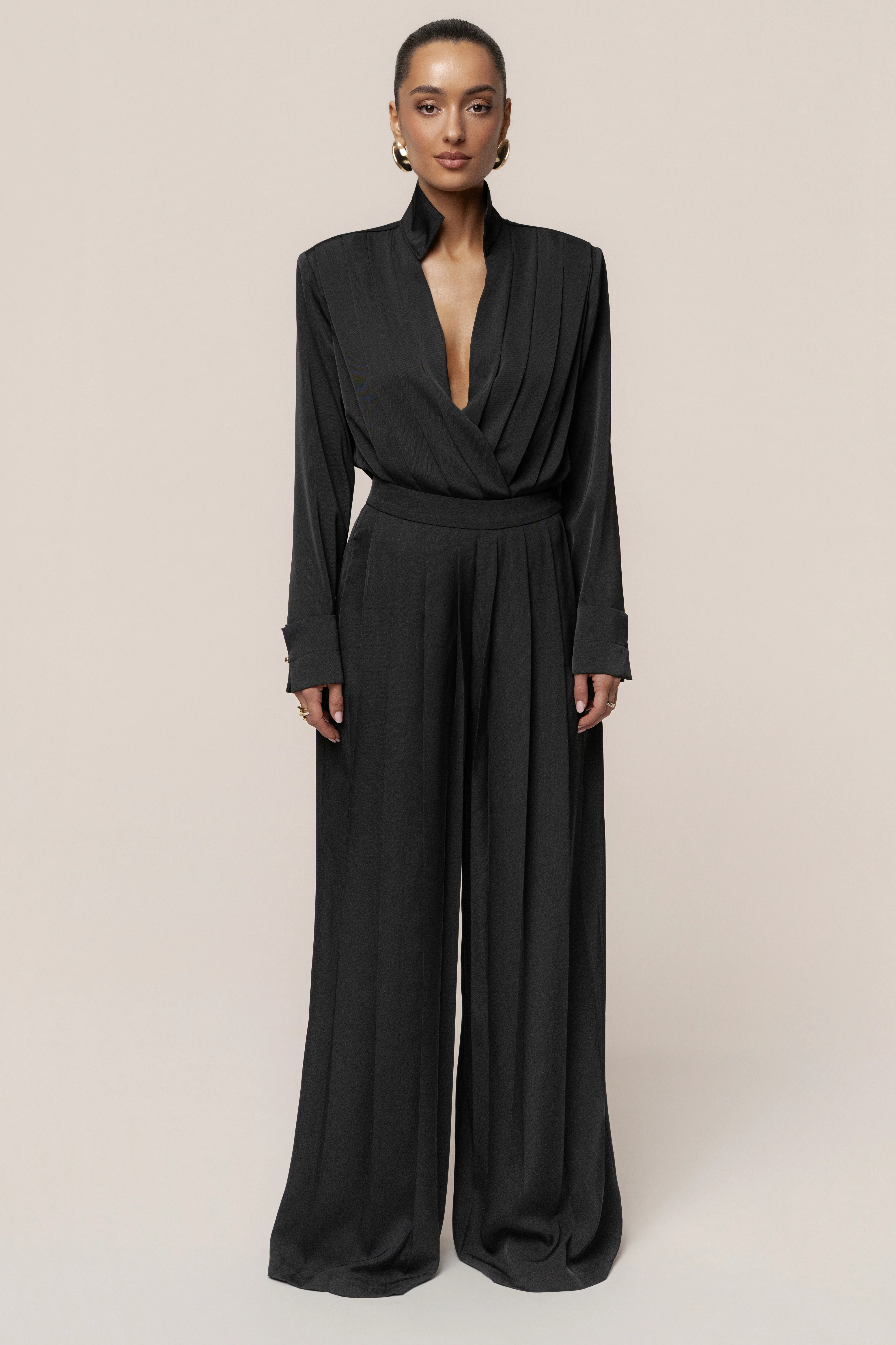 Black Visionary Pleated Bodysuit - Image 3