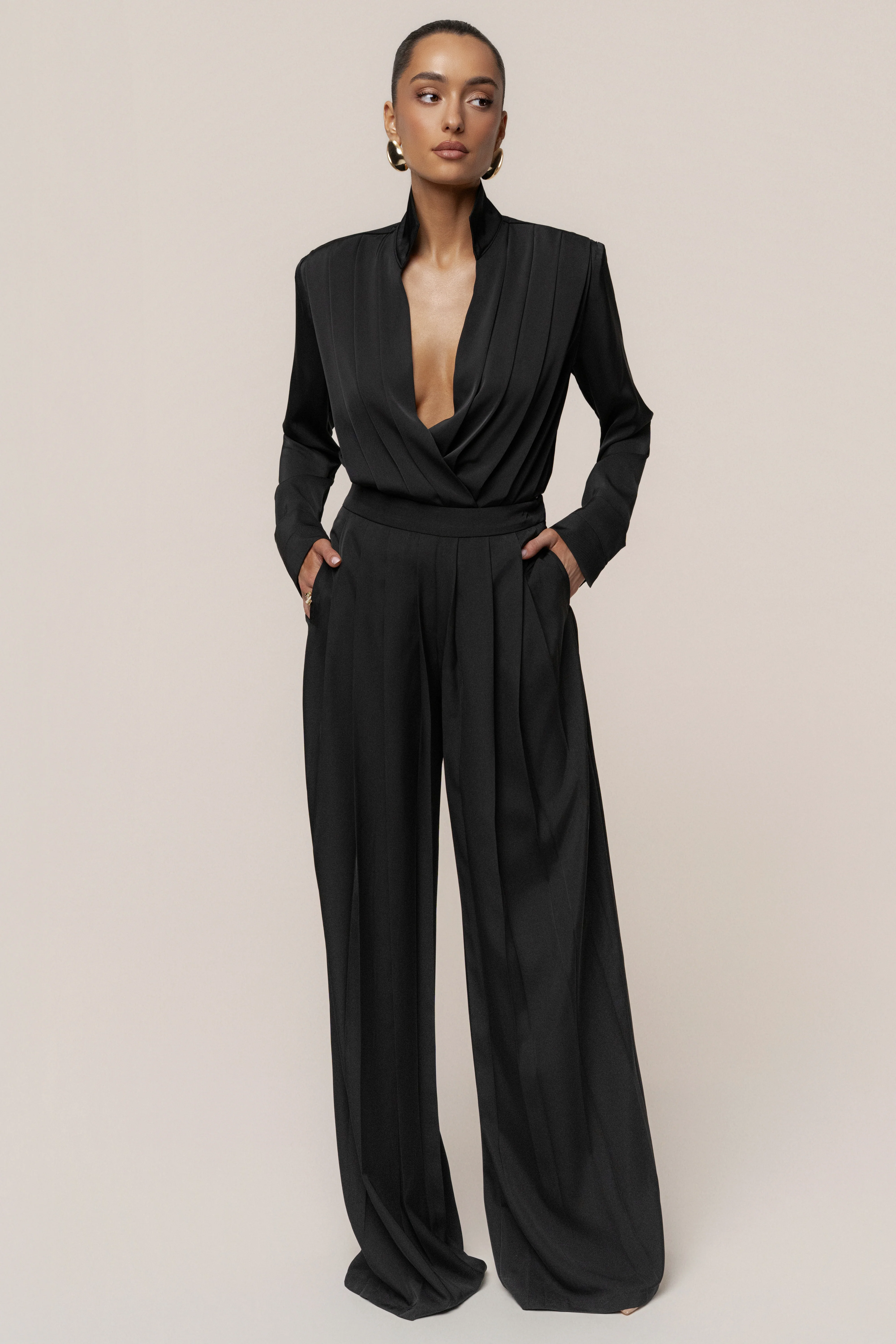 Black Visionary Pleated Bodysuit - Image 5