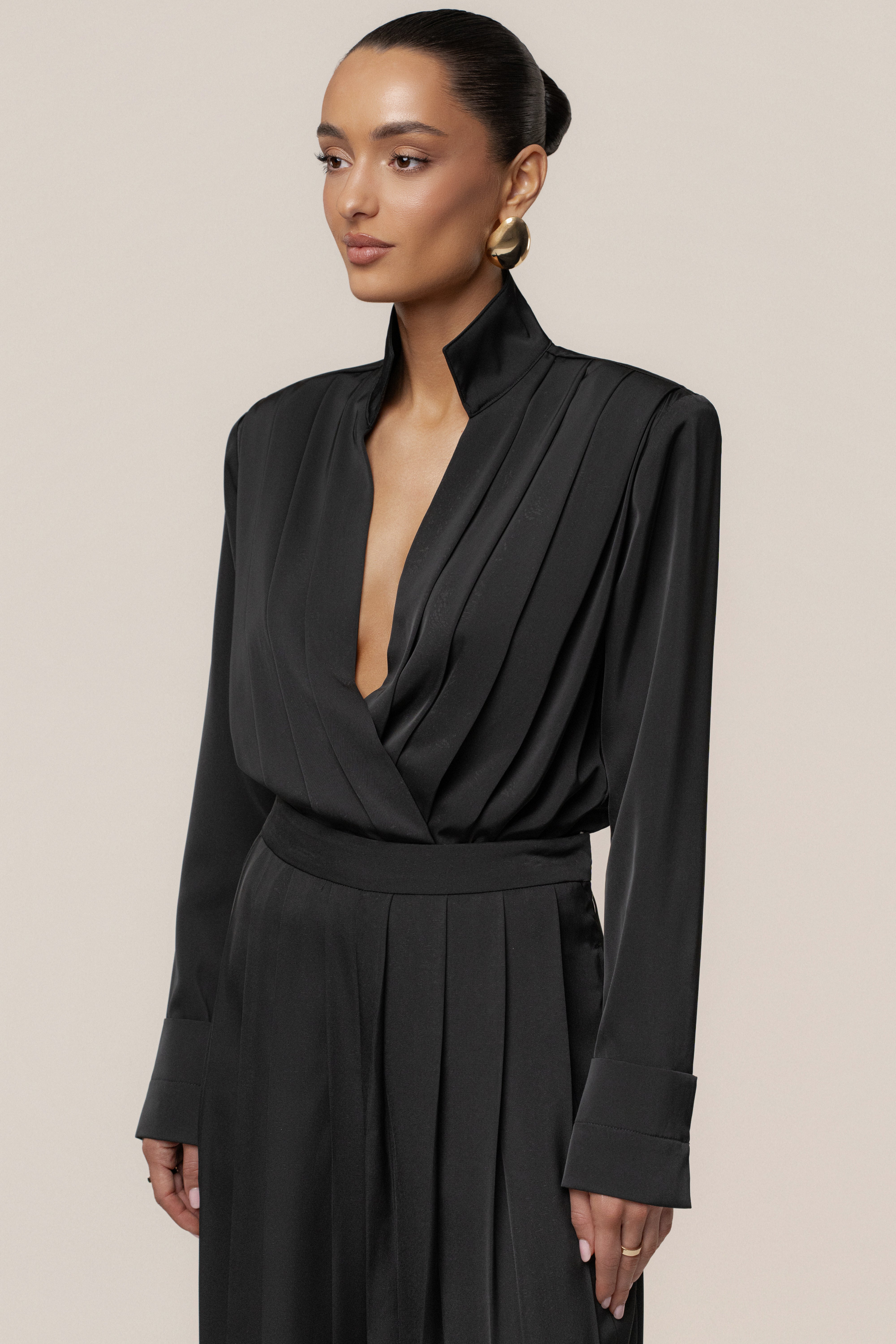 Black Visionary Pleated Bodysuit - Image 8