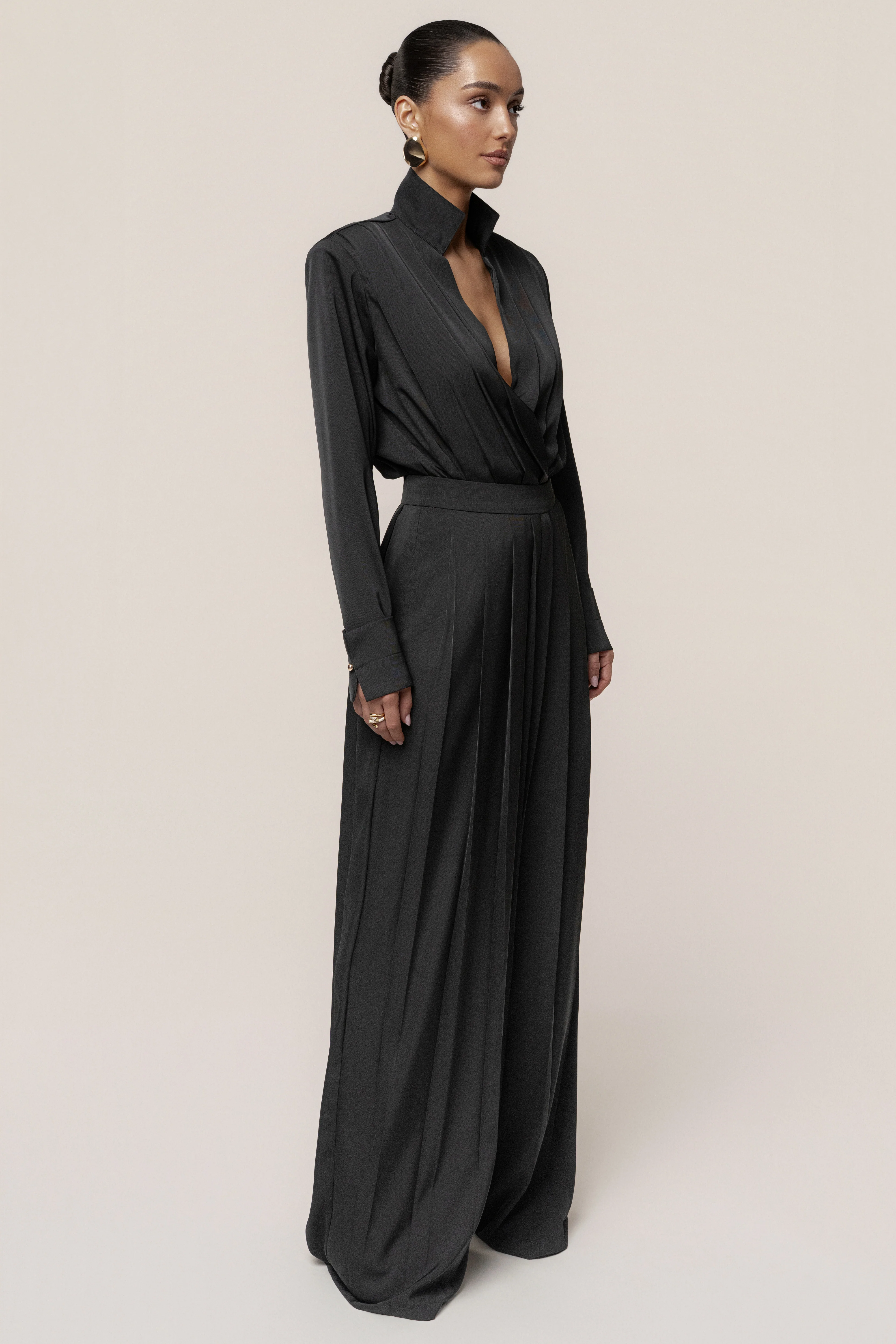 Black Visionary Pleated Bodysuit - Image 9
