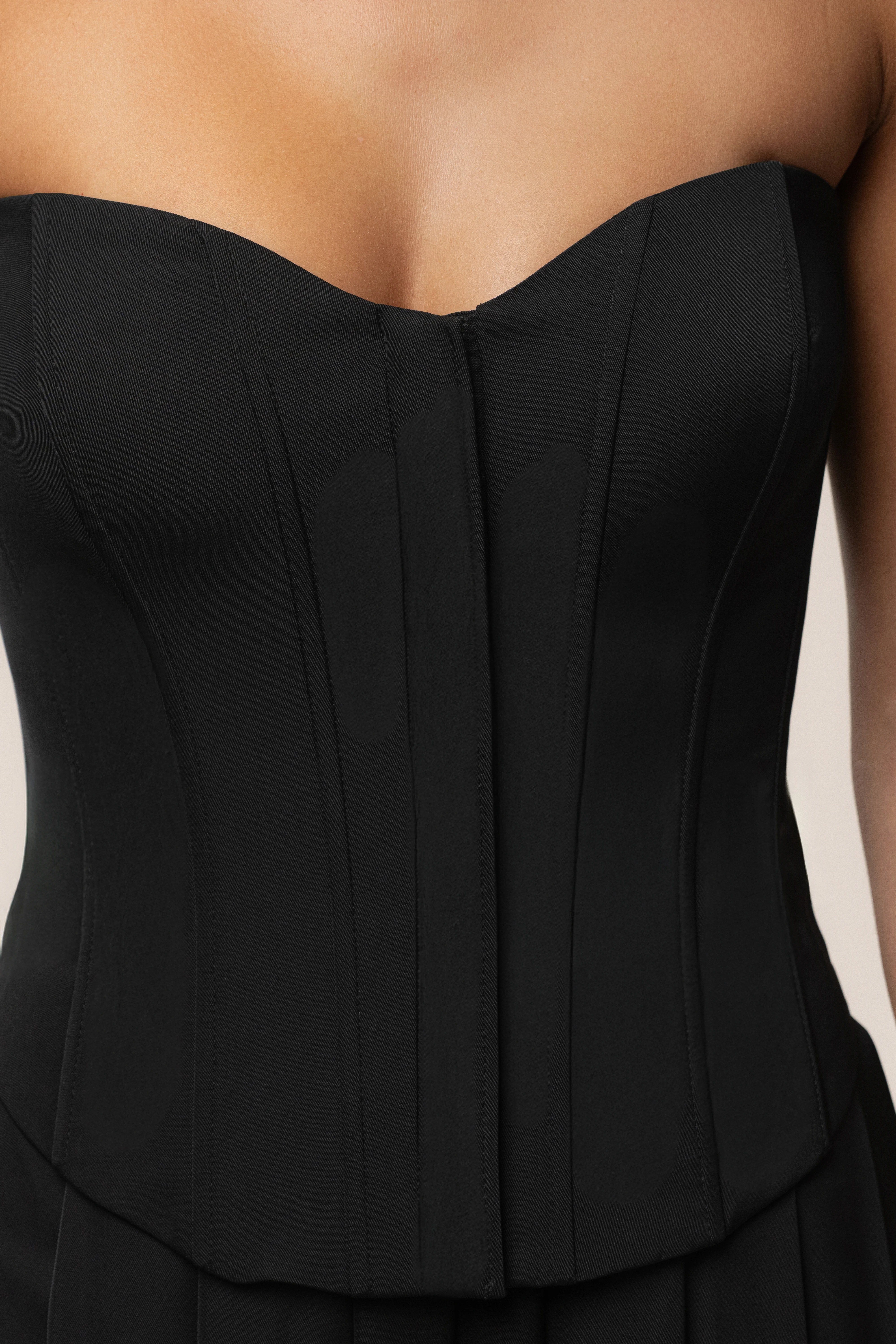 Black Viv Satin Bustier Top - Image 3
