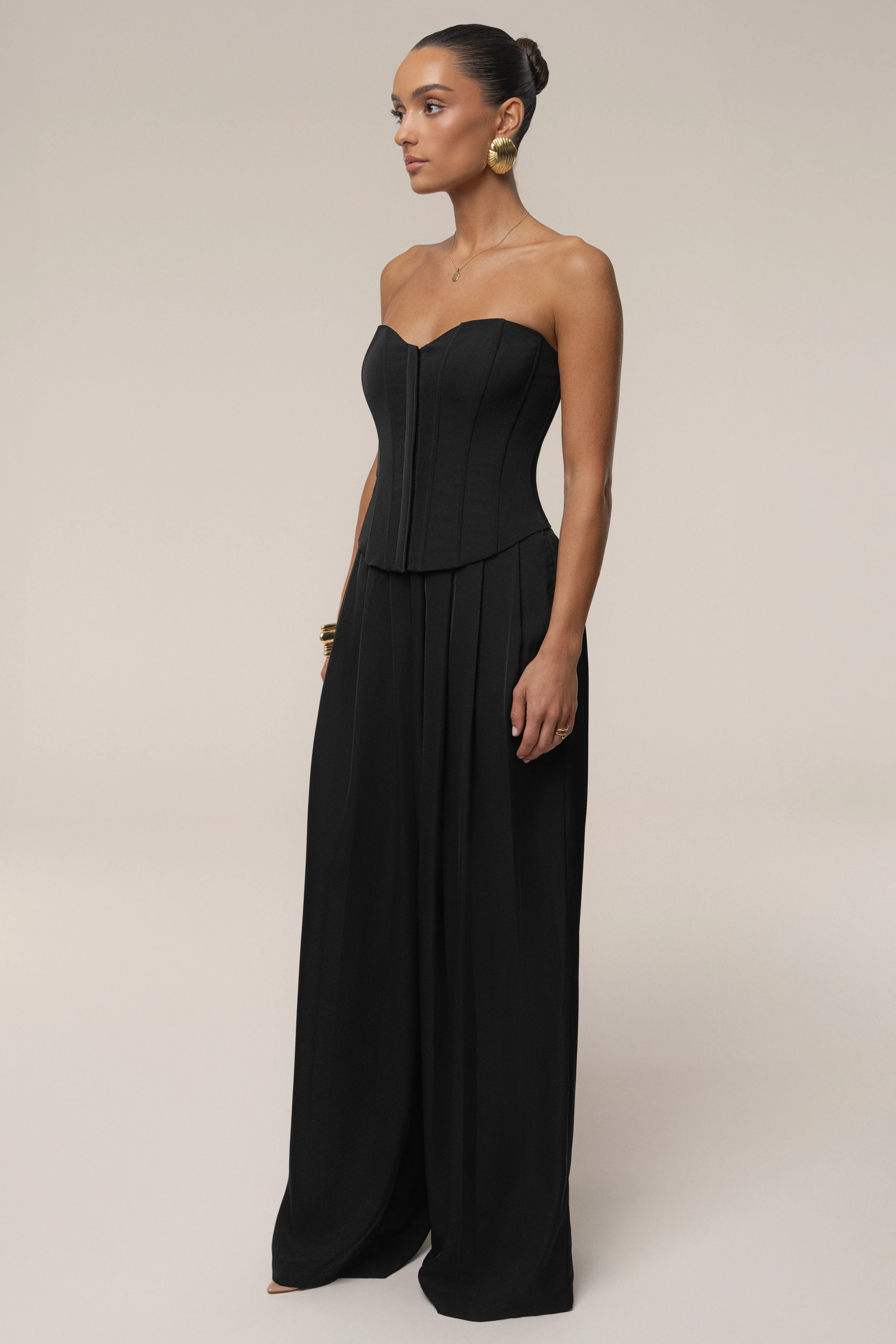 Black Viv Satin Bustier Top - Image 6