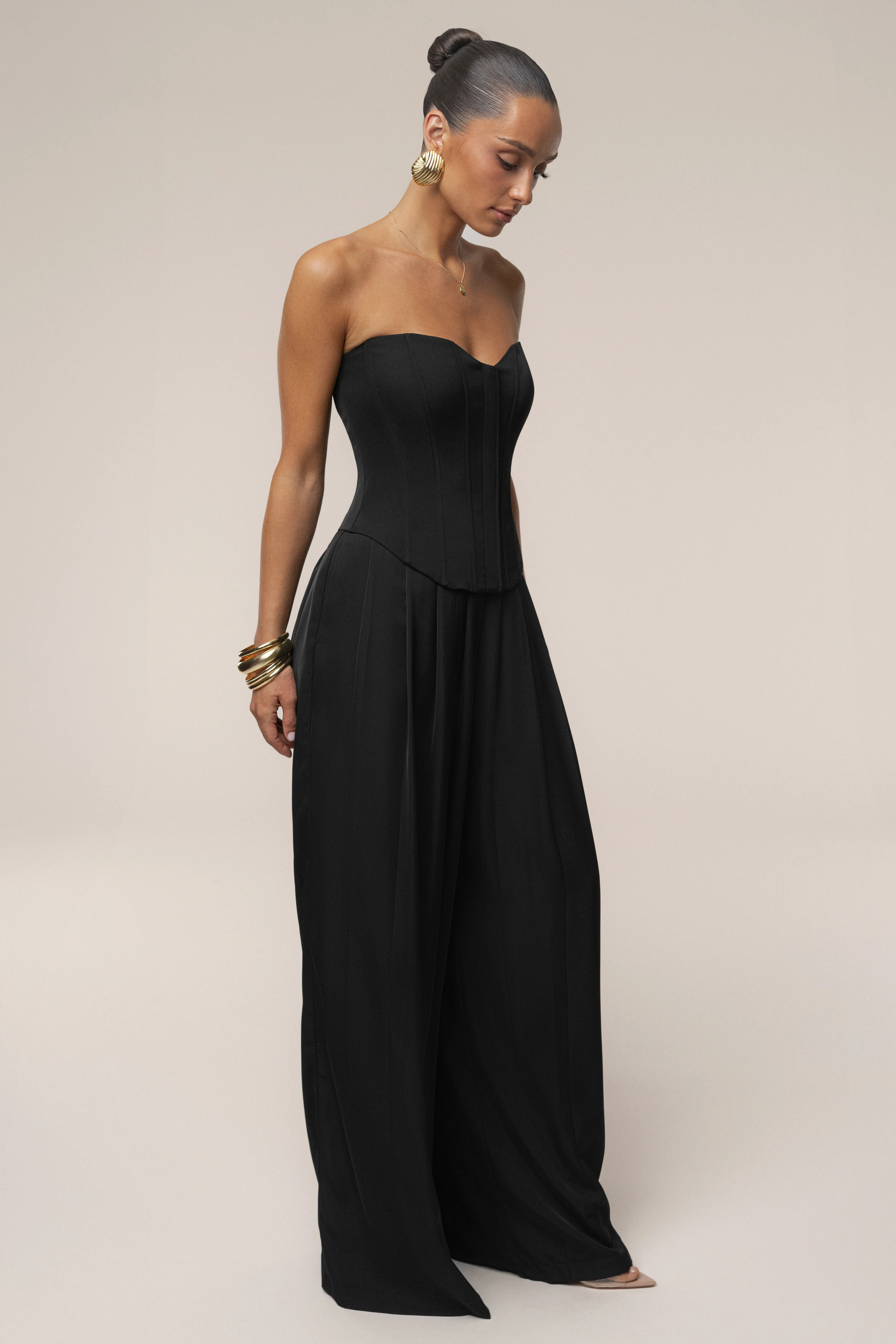 Black Viv Satin Bustier Top - Image 7