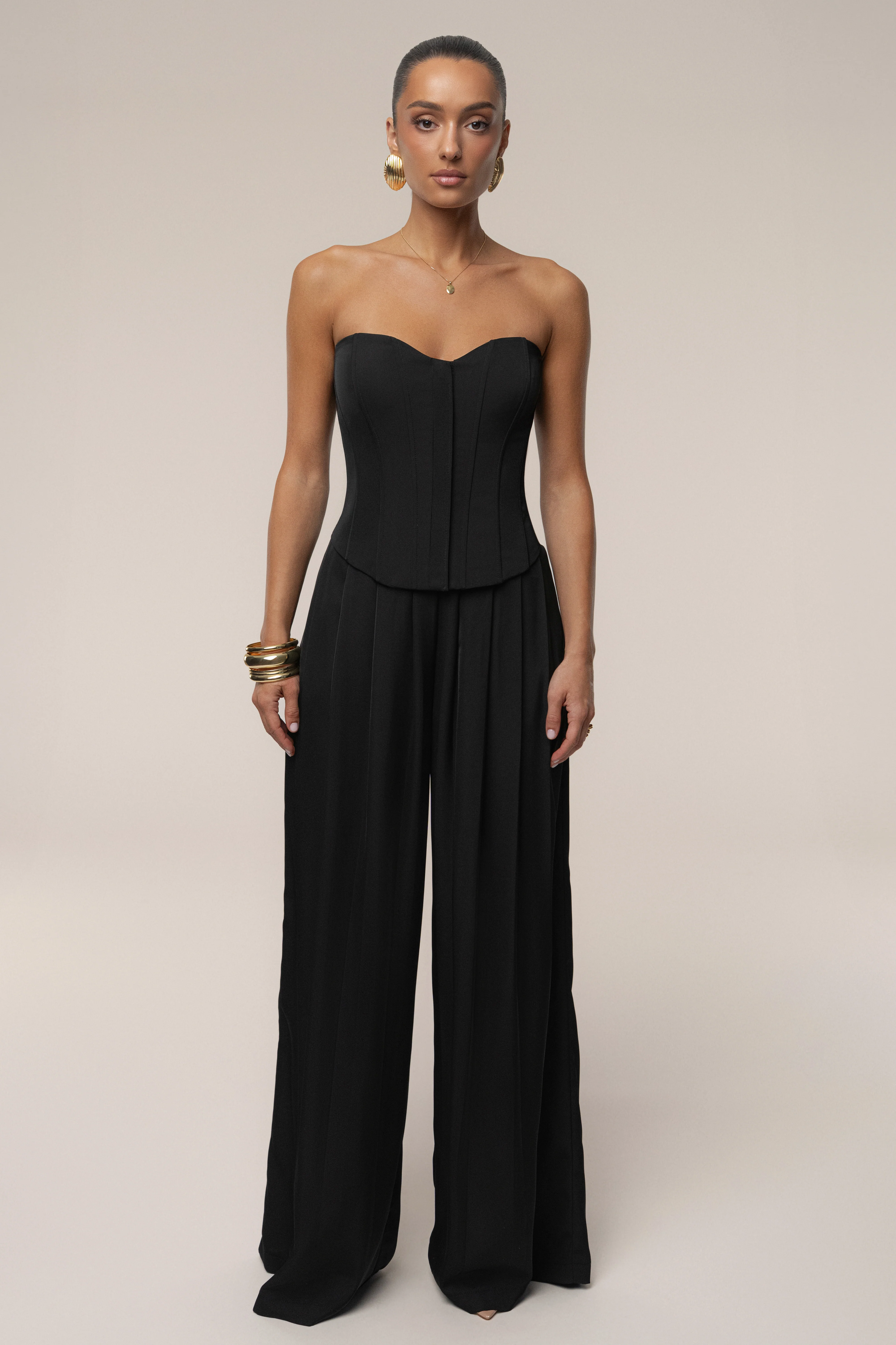 Black Viv Satin Bustier Top - Image 9