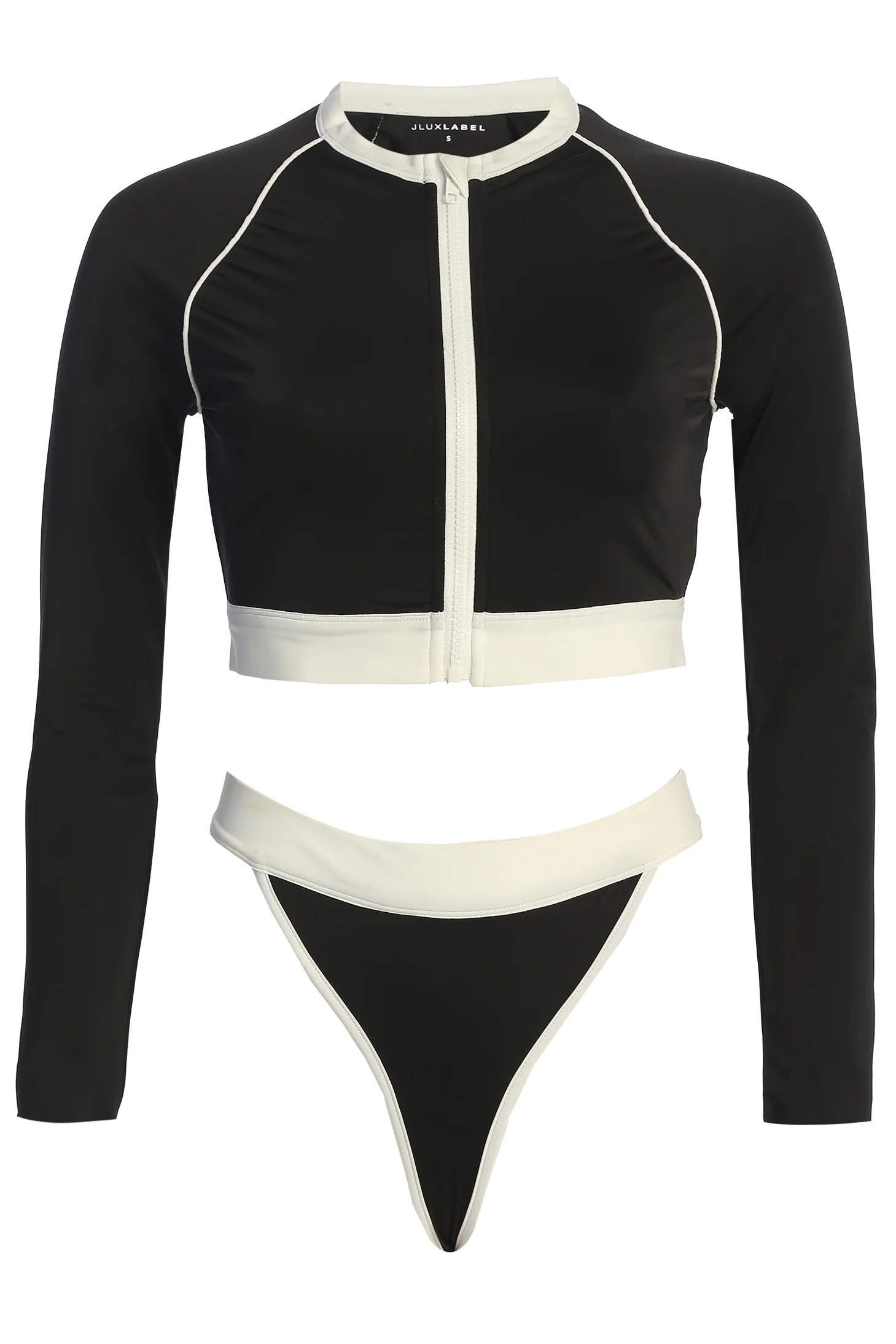 Black/White Contrast Bikini Set - Image 2