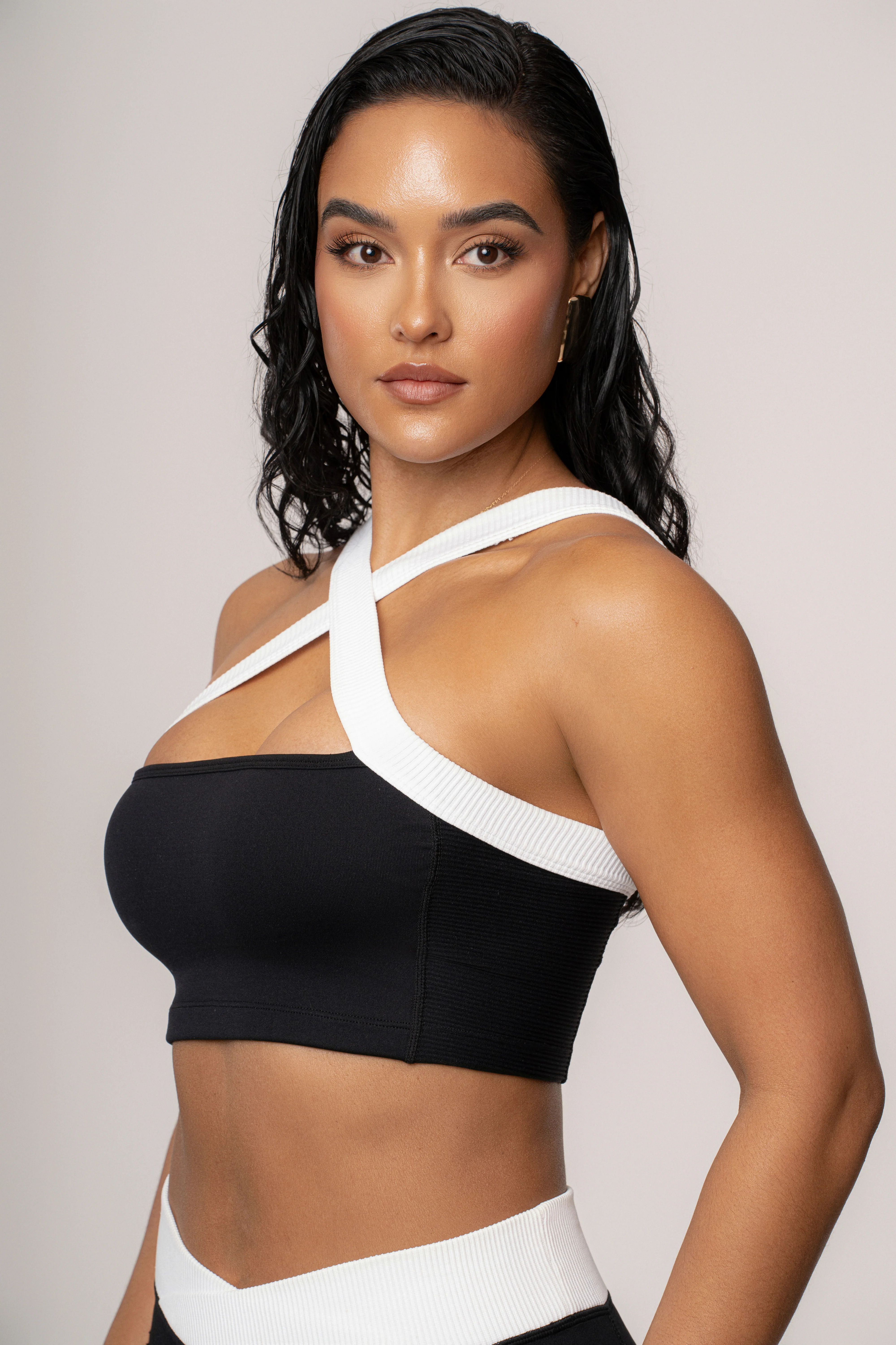 Black/White Ultimate Ribbed Halter Top - Image 10
