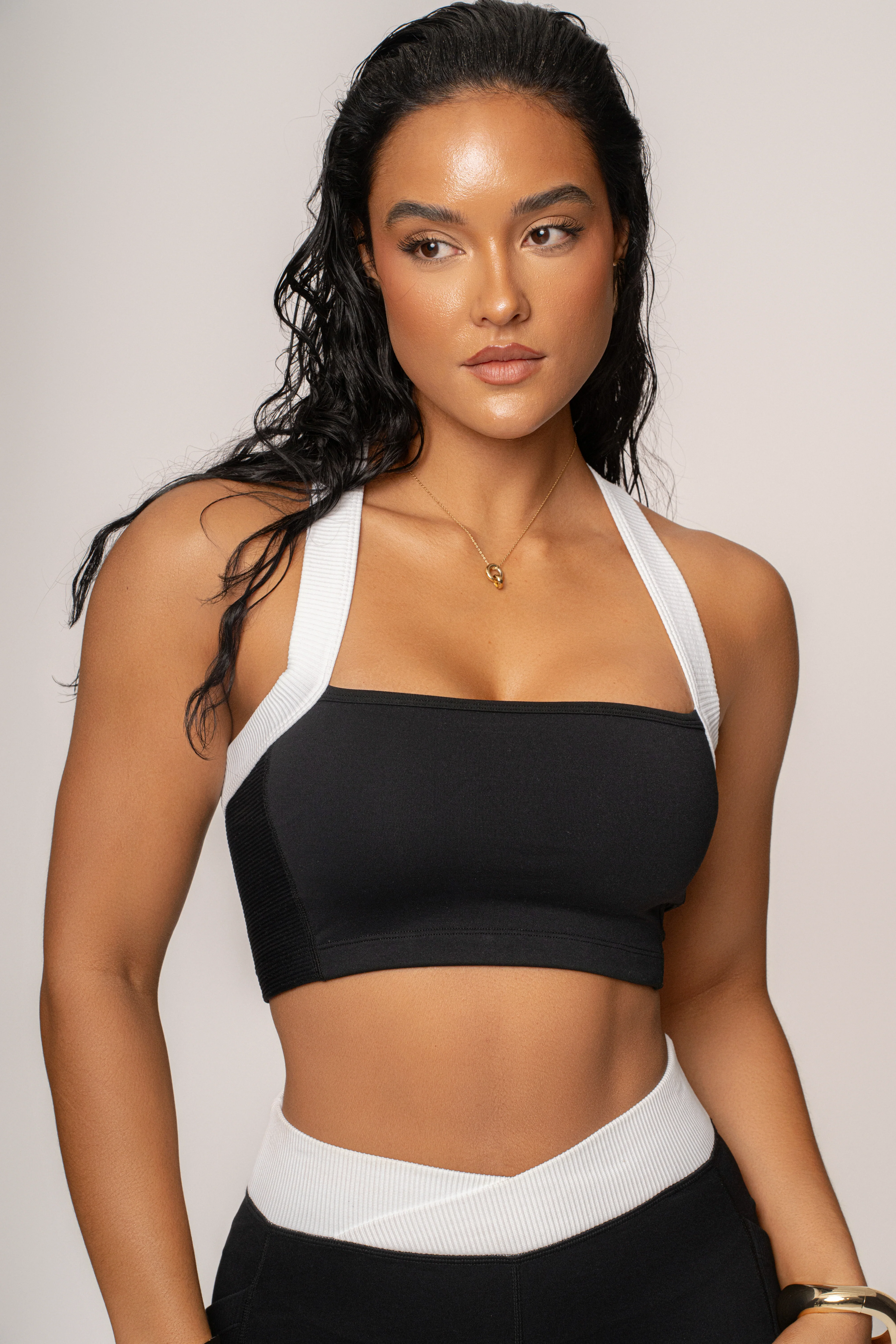 Black/White Ultimate Ribbed Halter Top - Image 4