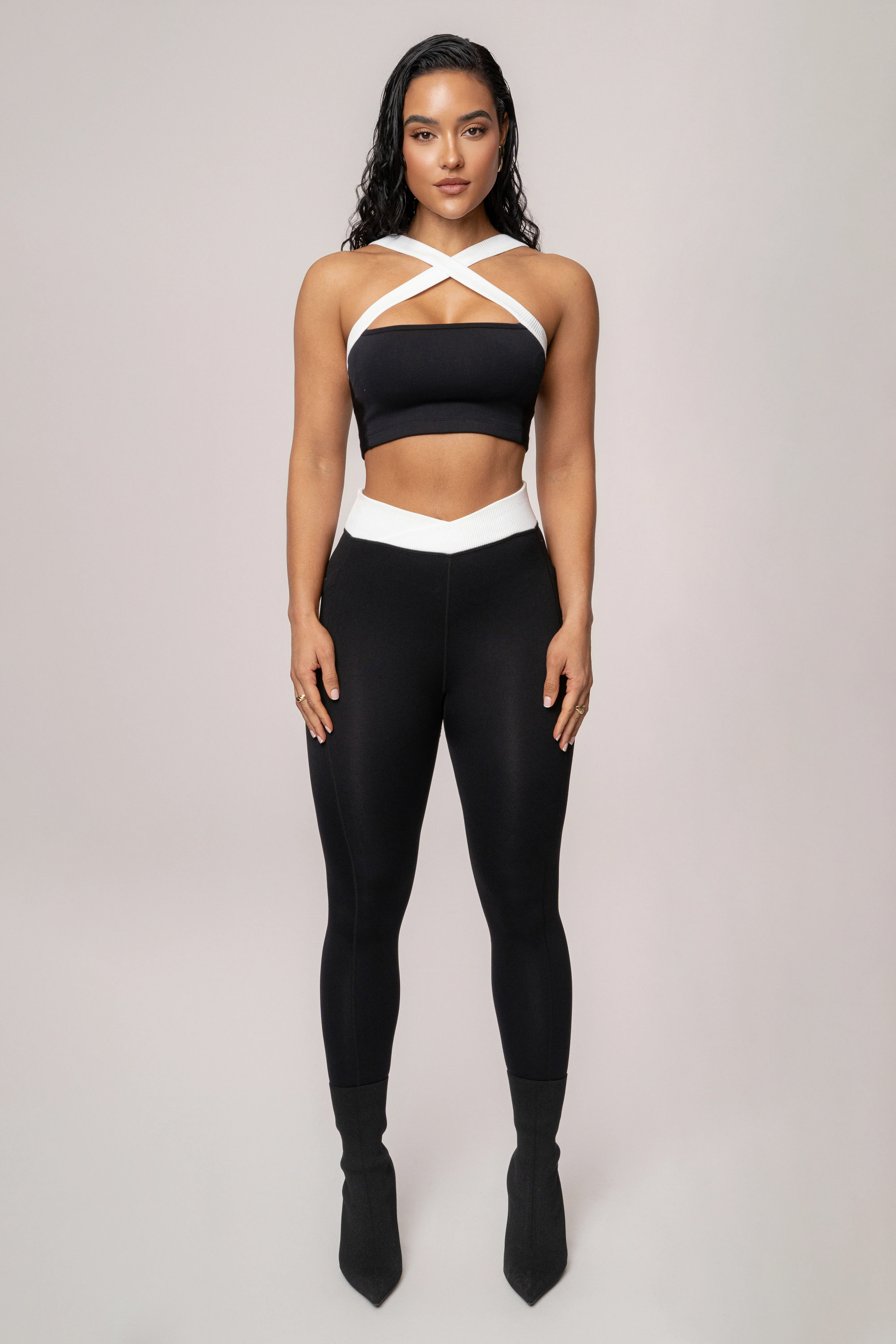 Black/White Ultimate Ribbed Halter Top - Image 5