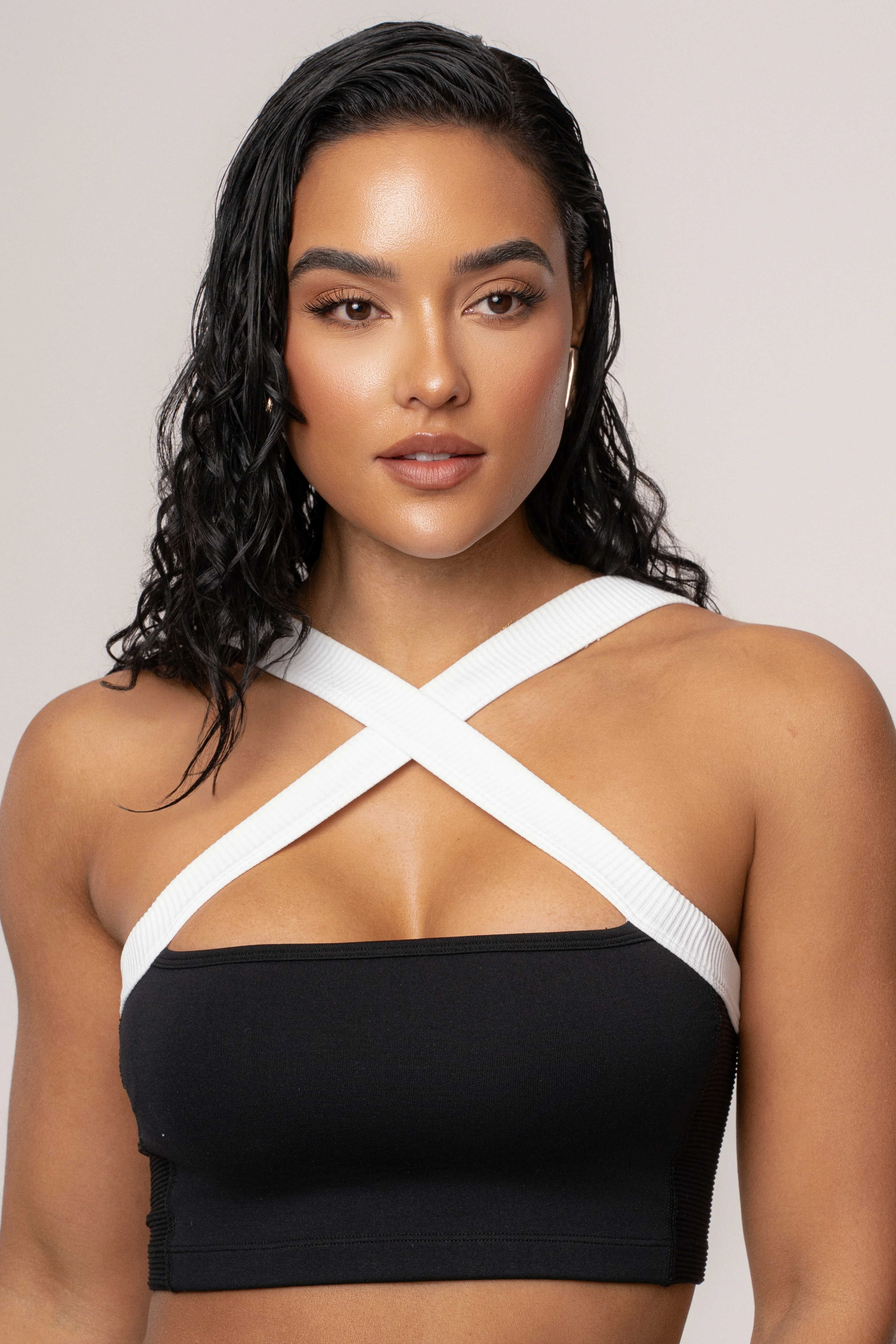 Black/White Ultimate Ribbed Halter Top - Image 6