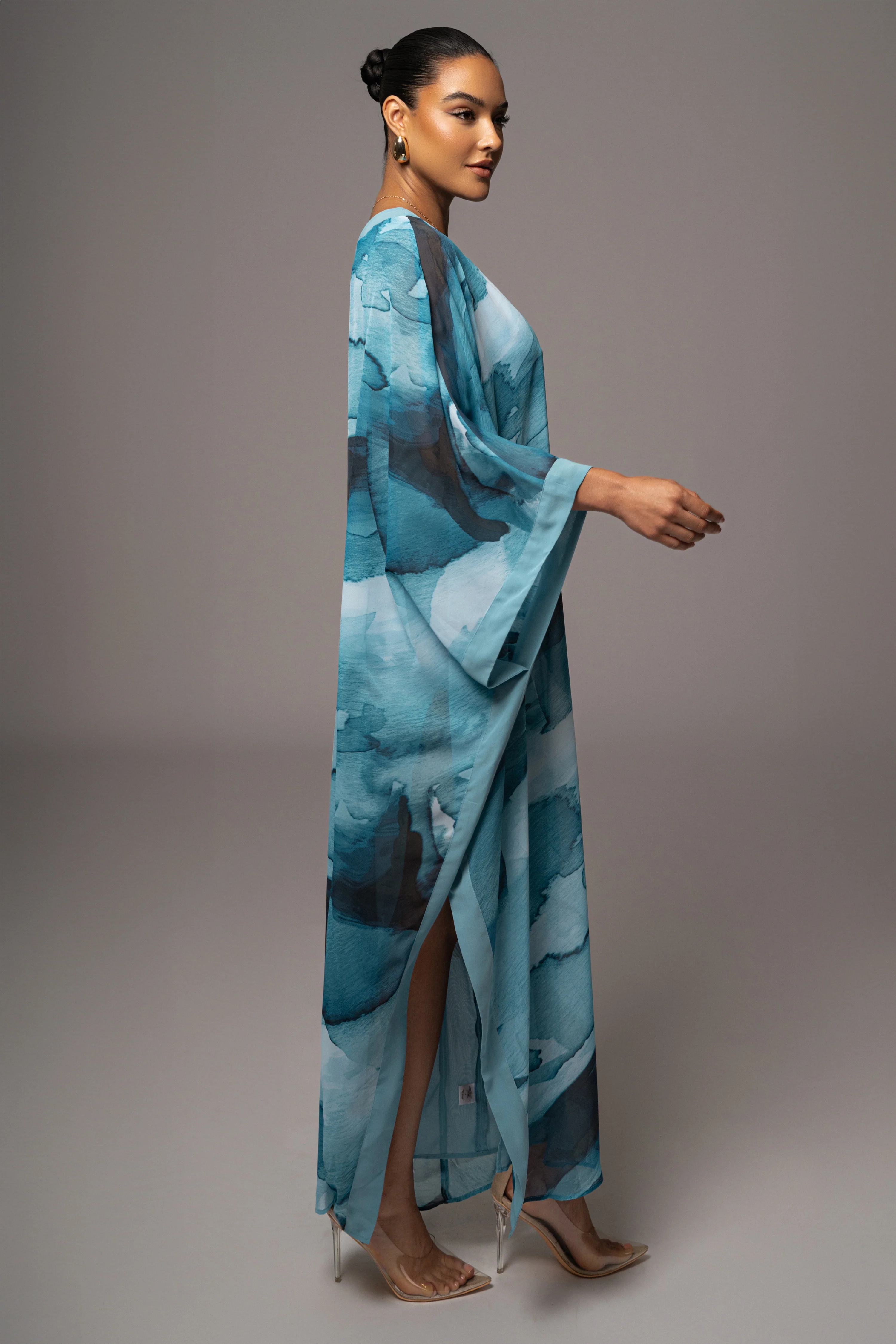 Blue Abstract Mariel One Shoulder Maxi Dress - Image 3