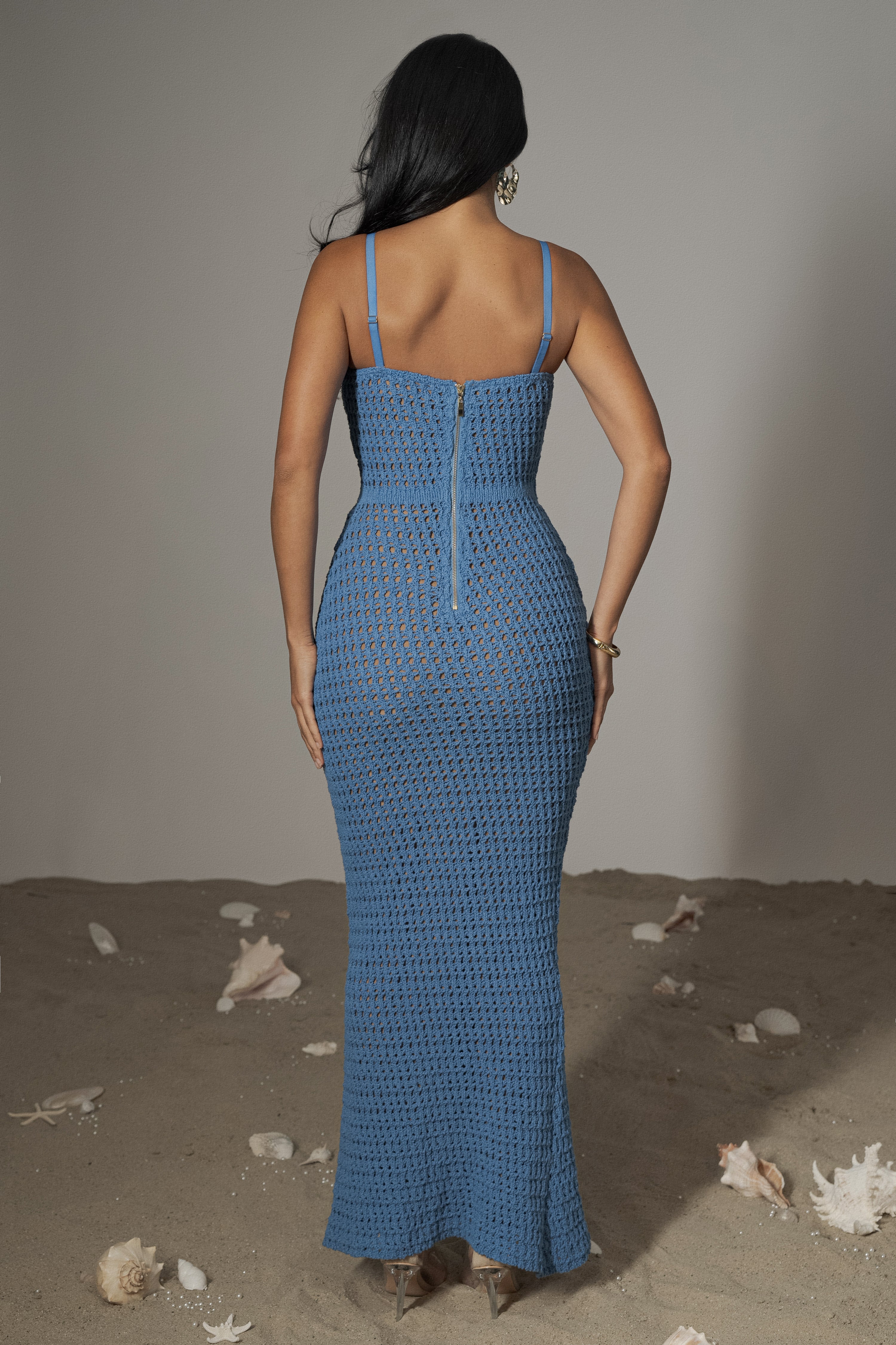 Blue Deep Sea Crochet Maxi Dress - Image 13