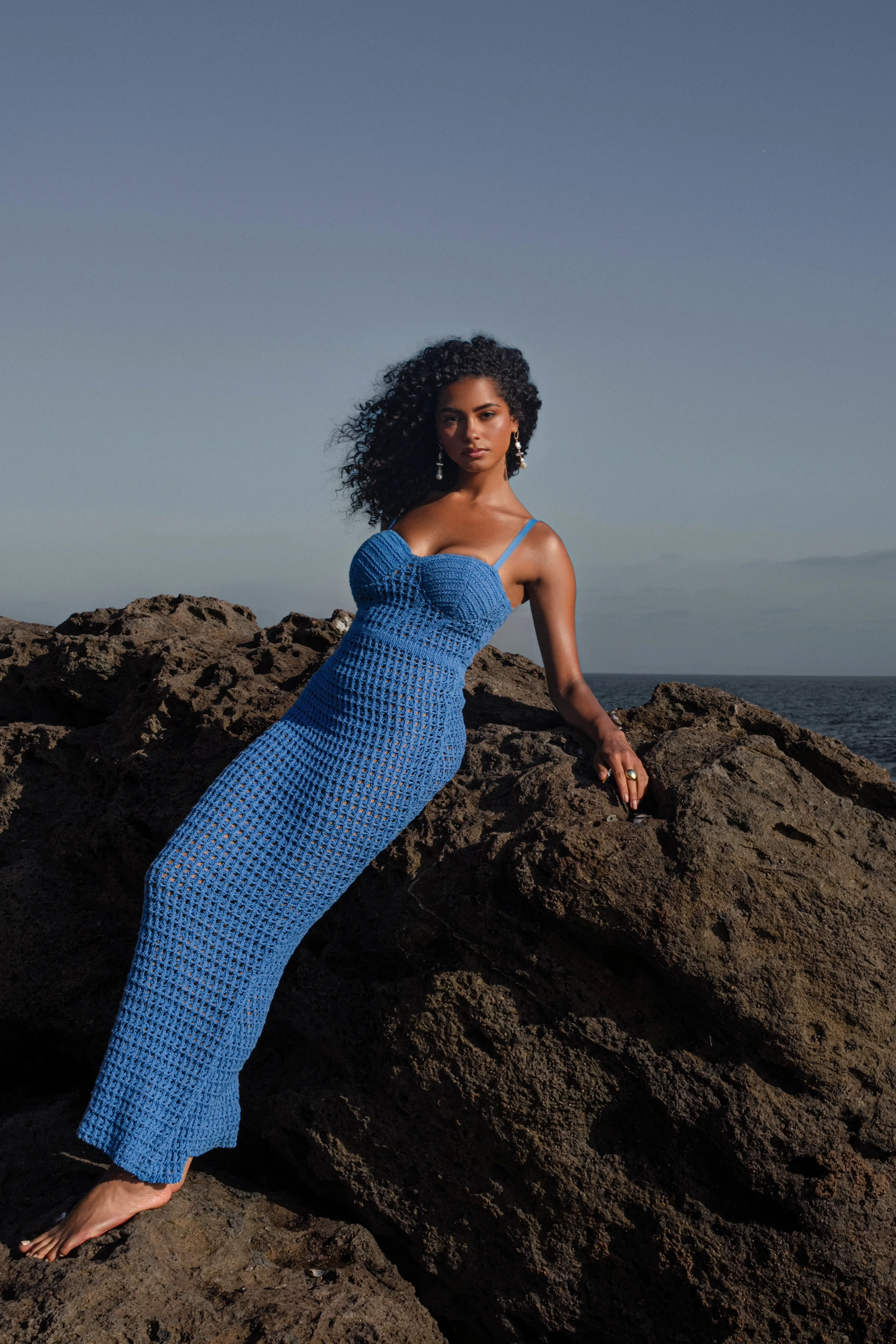 Blue Deep Sea Crochet Maxi Dress - Image 4