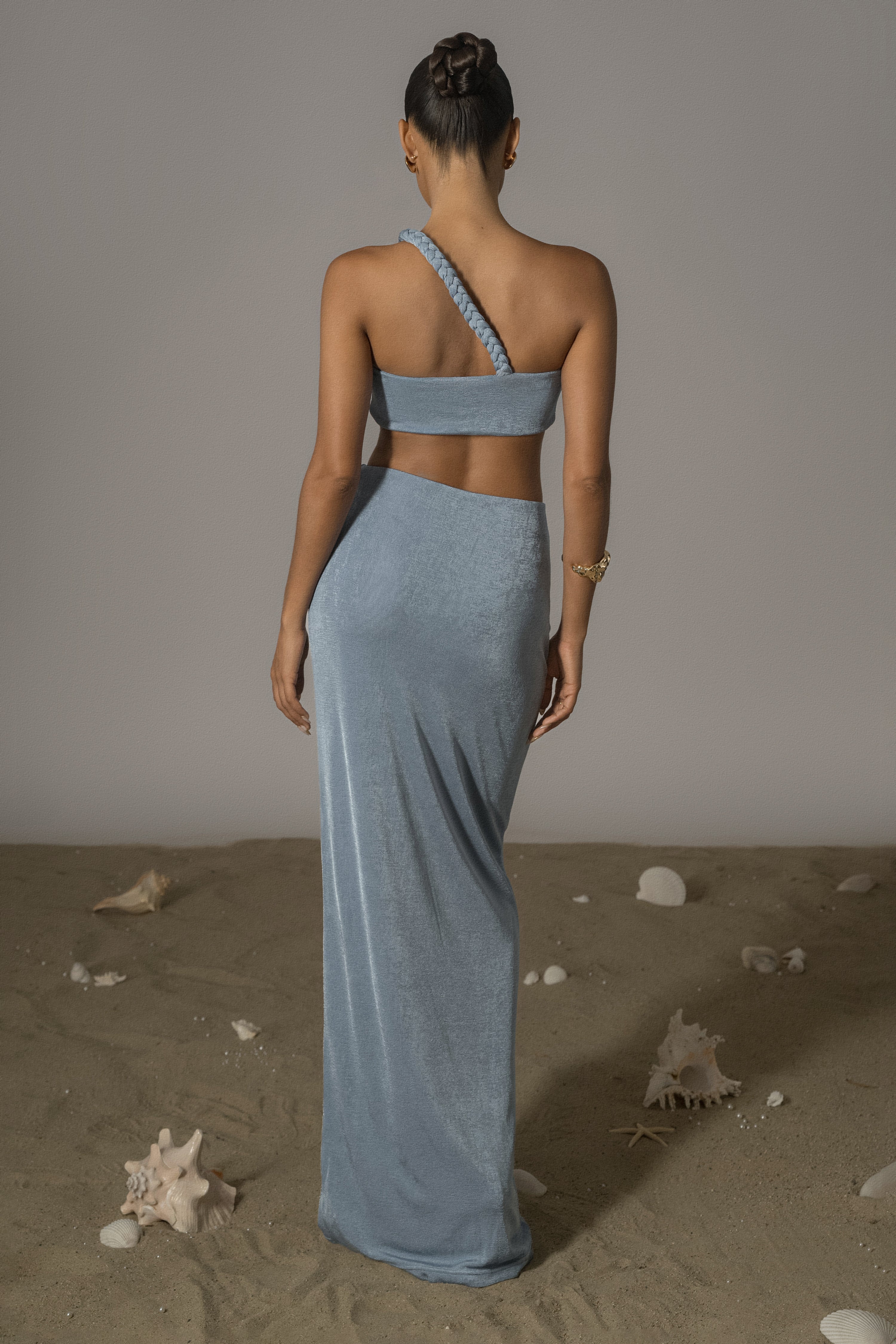 Blue Ema One Shoulder Maxi Dress - Image 9