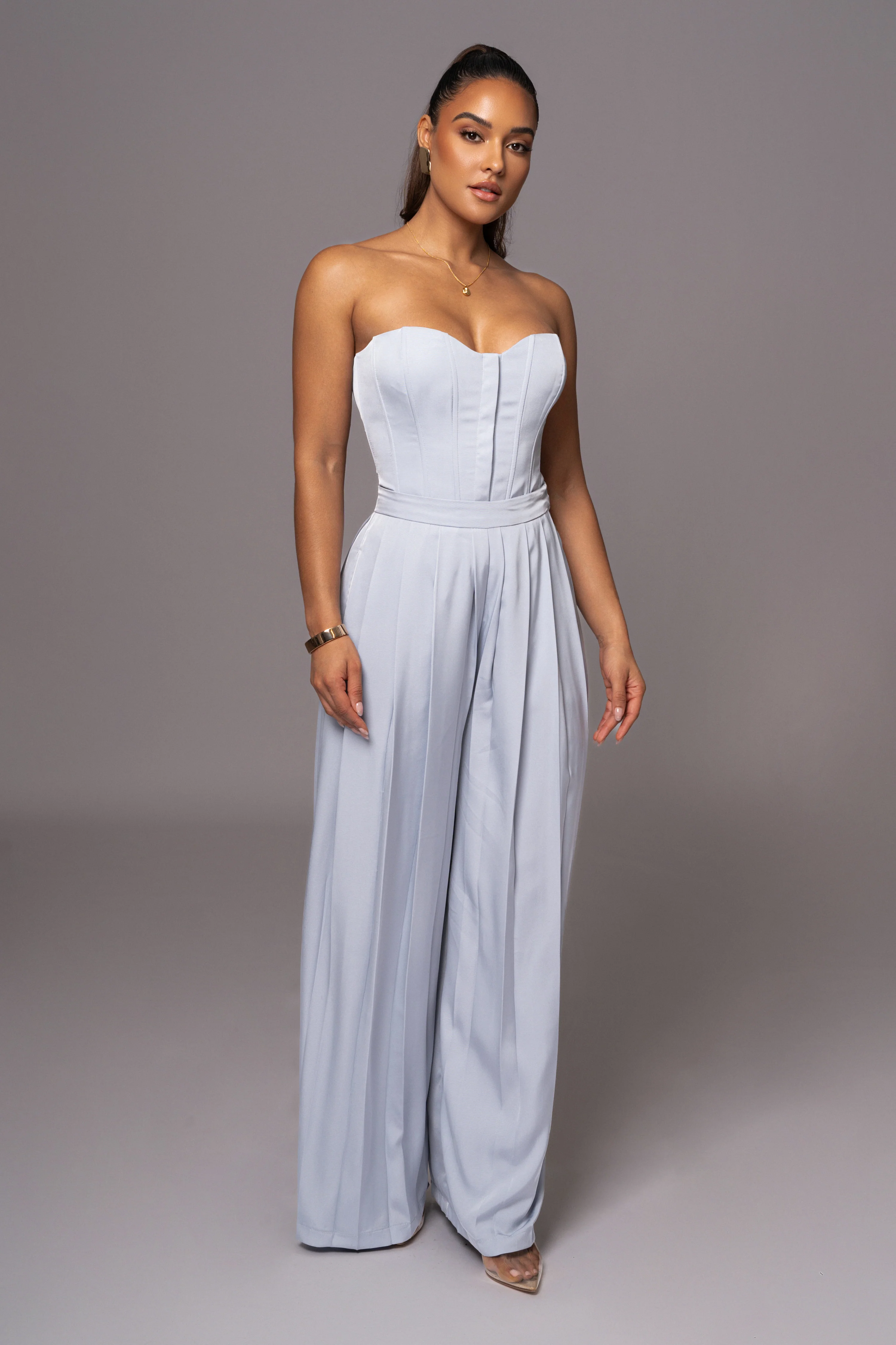 Blue Viv Satin Bustier Top - Image 4