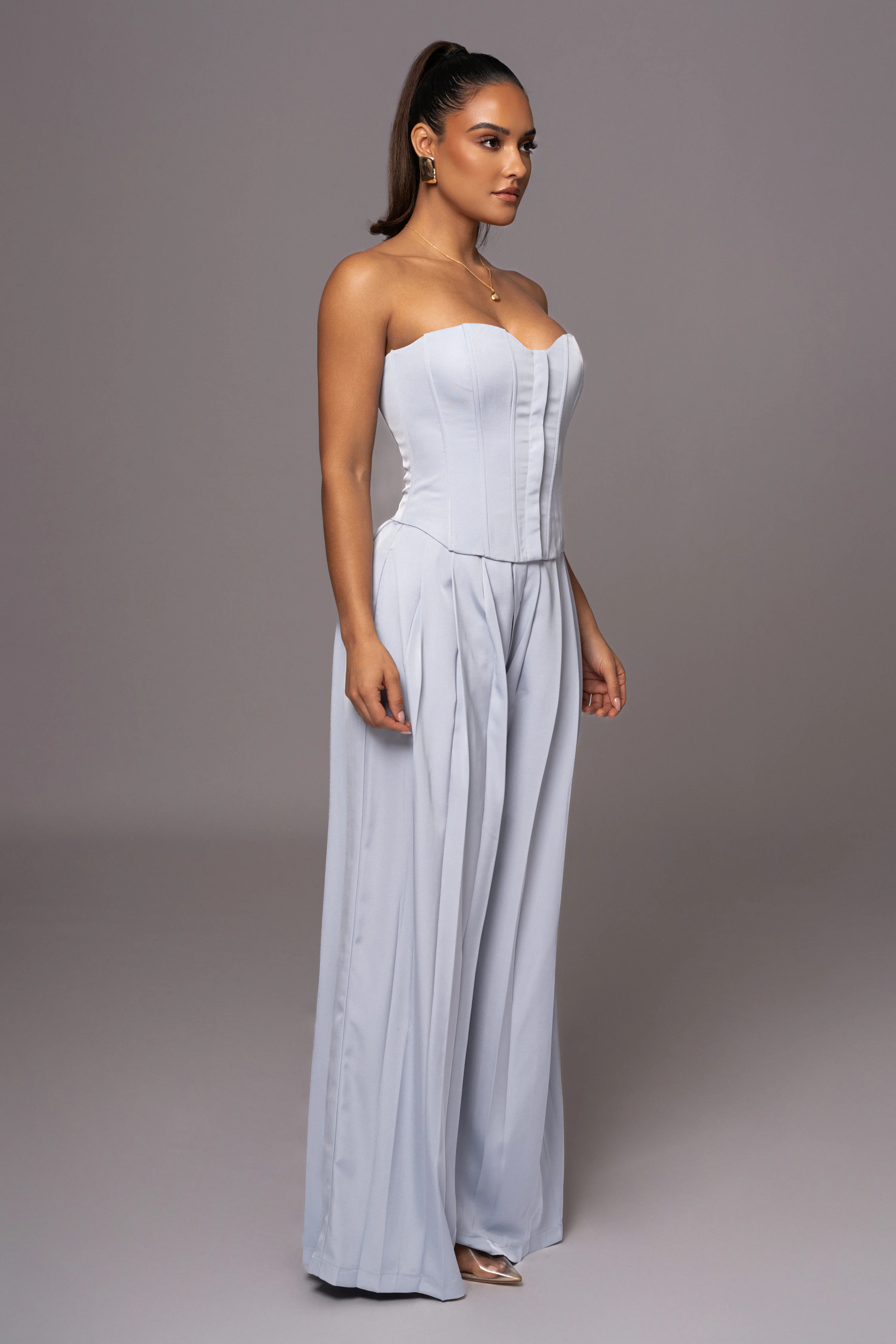 Blue Viv Satin Bustier Top - Image 5