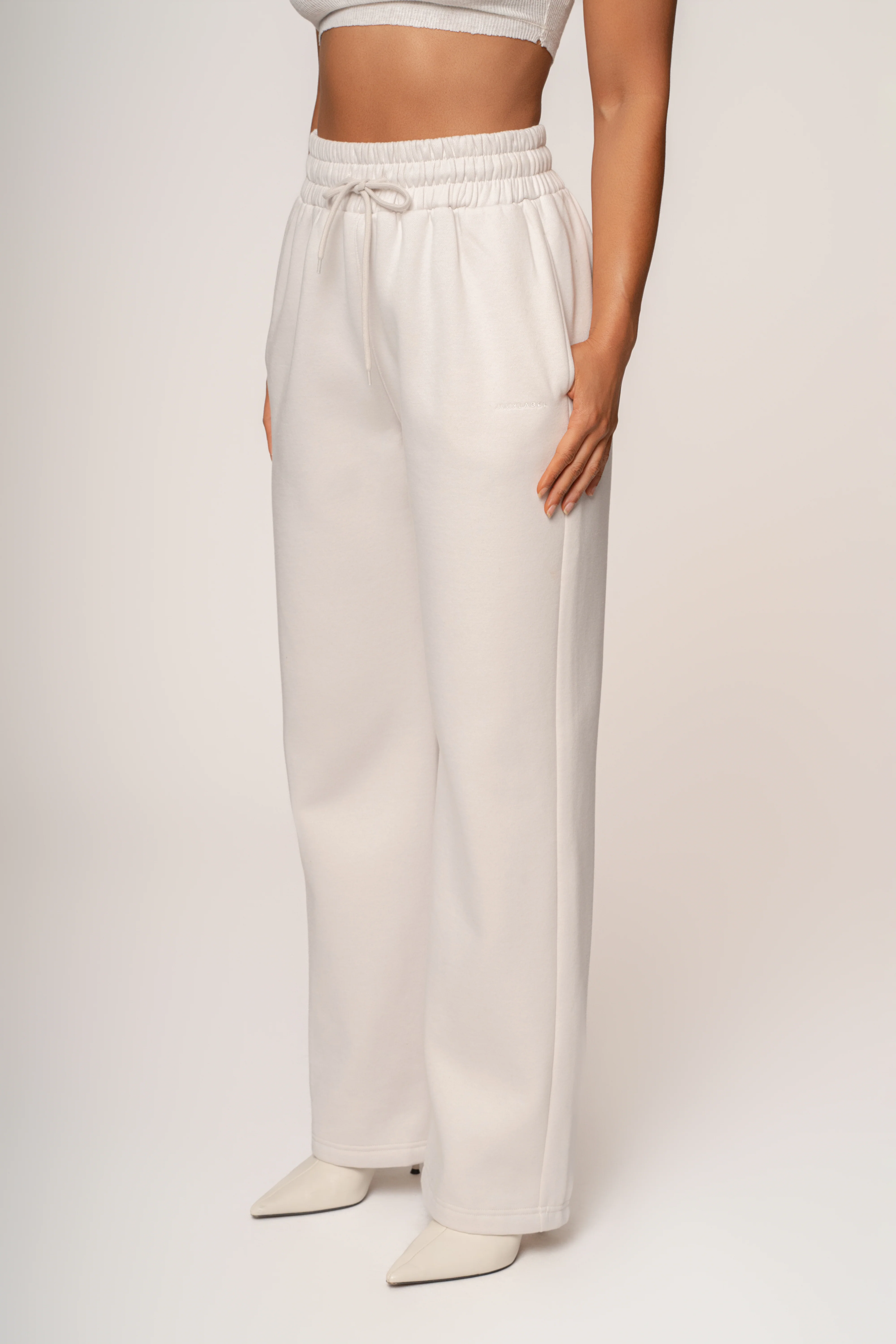 Bone JLUXLABEL Logo Fleece Pants - Image 9